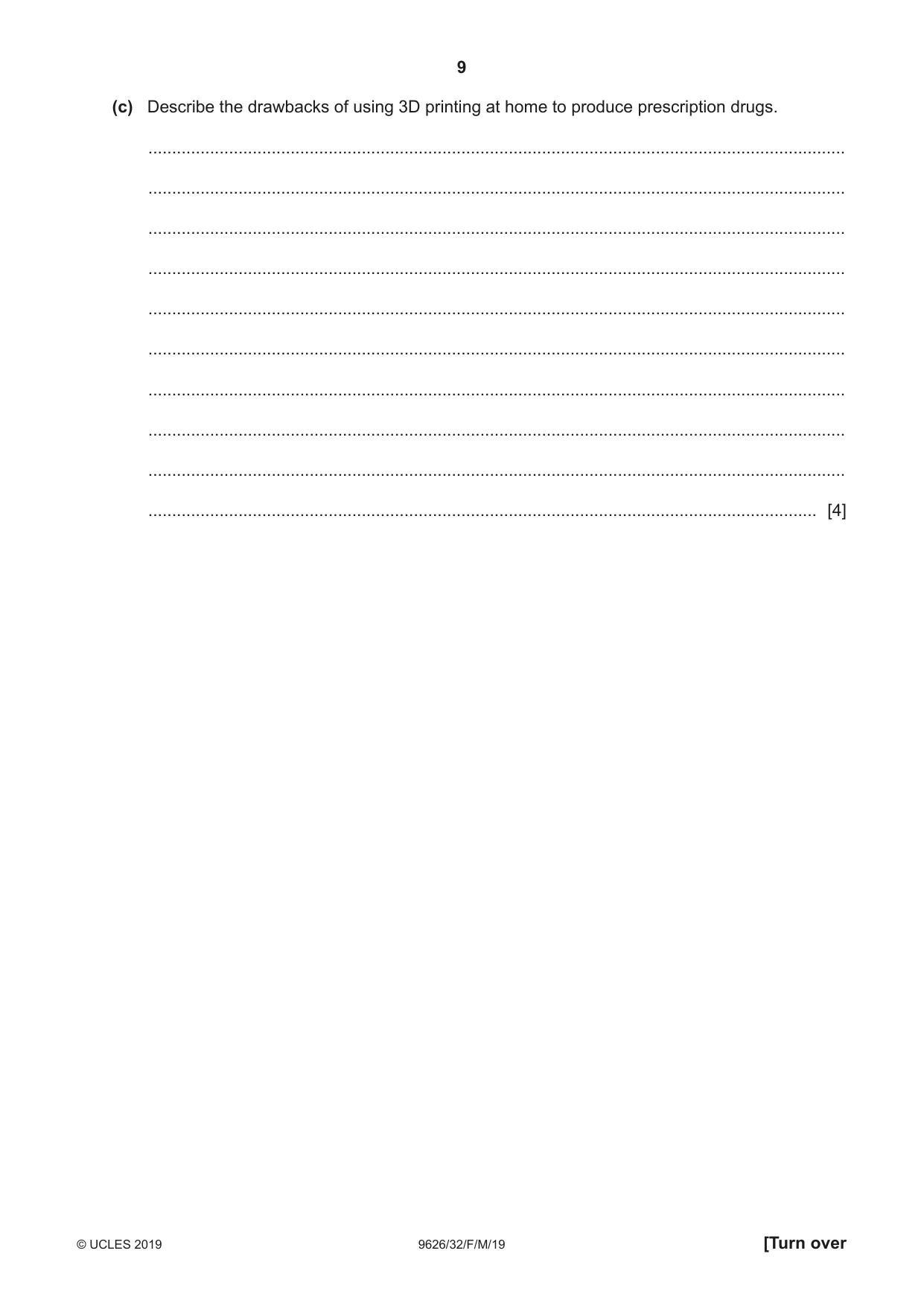 Cambridge A Level Information Technology (from 2017) 9626 2019 Feb/March Paper 3 · Variant 2 question paper, page 9 of 20