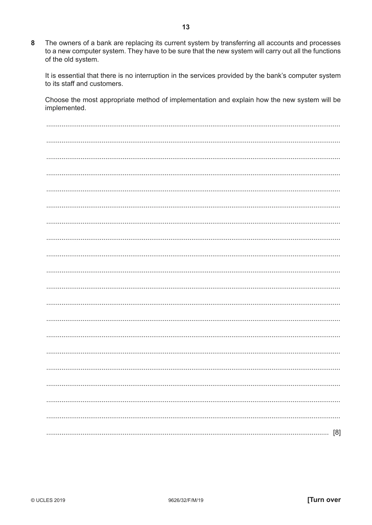 Cambridge A Level Information Technology (from 2017) 9626 2019 Feb/March Paper 3 · Variant 2 question paper, page 13 of 20