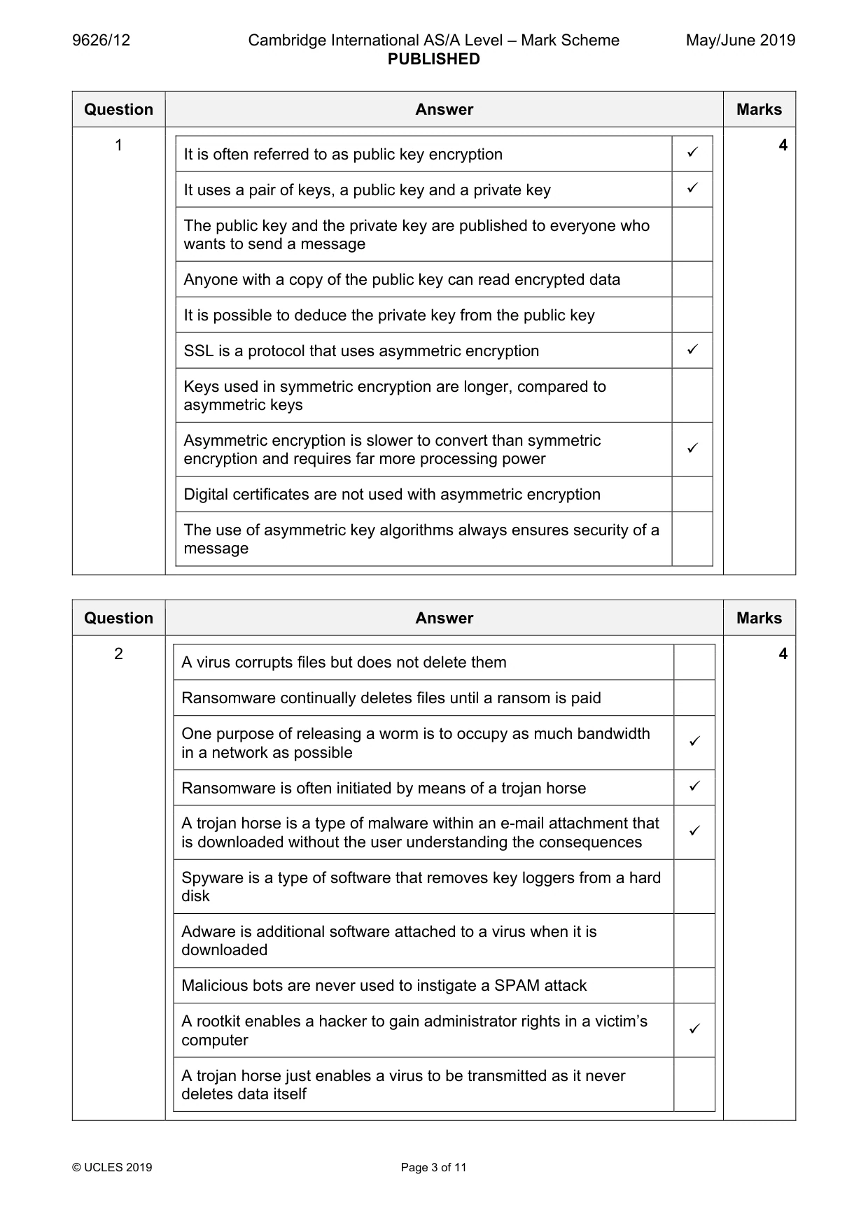 Mark scheme, page 3 of 11