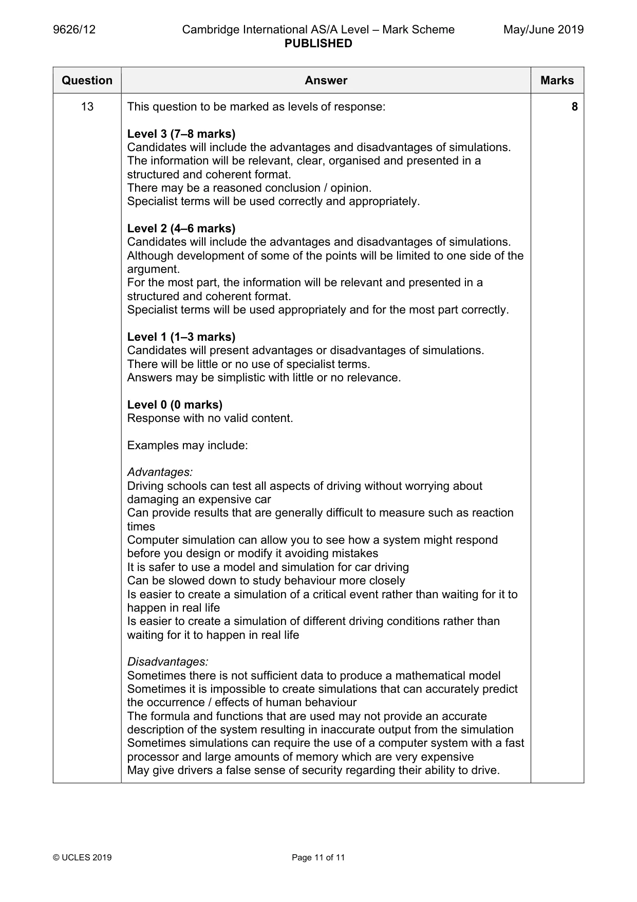 Mark scheme, page 11 of 11