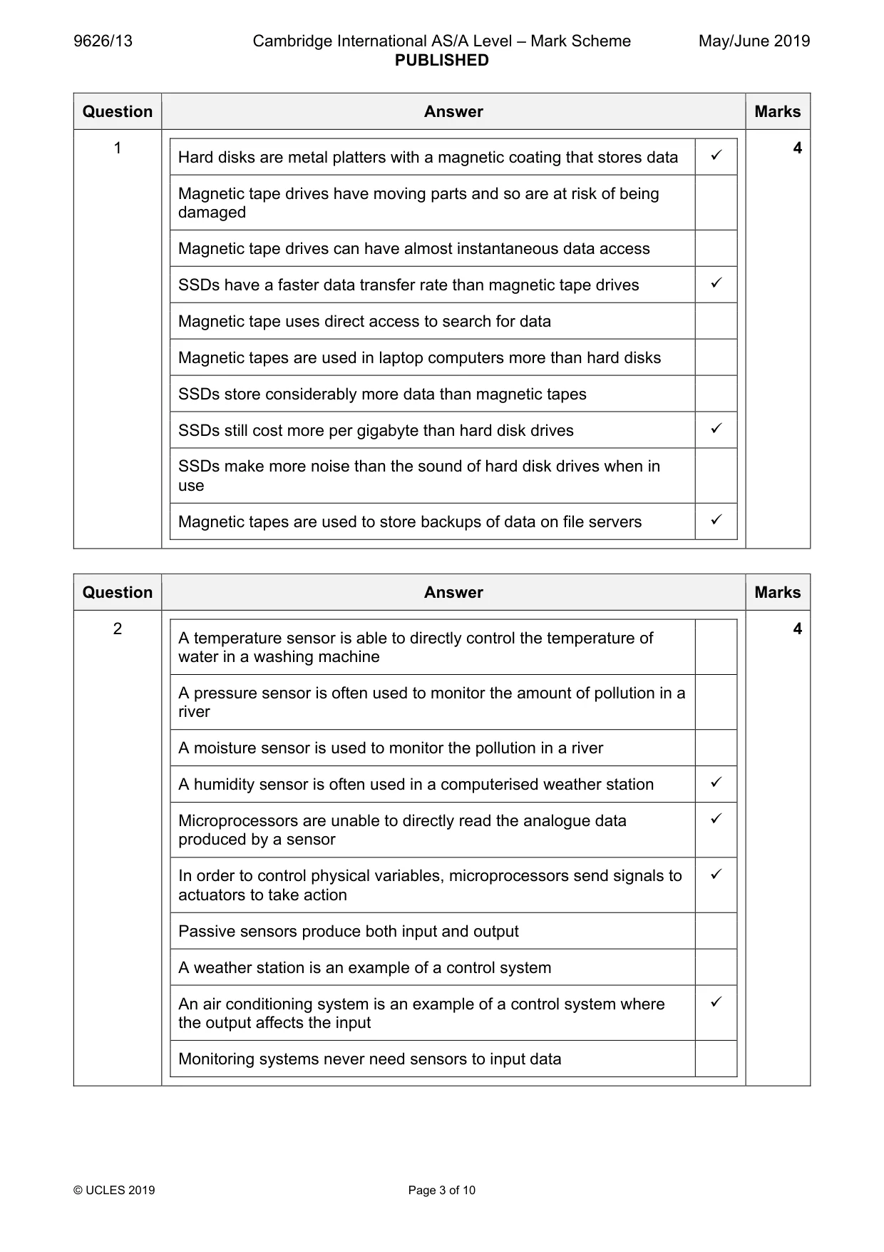 Mark scheme, page 3 of 10
