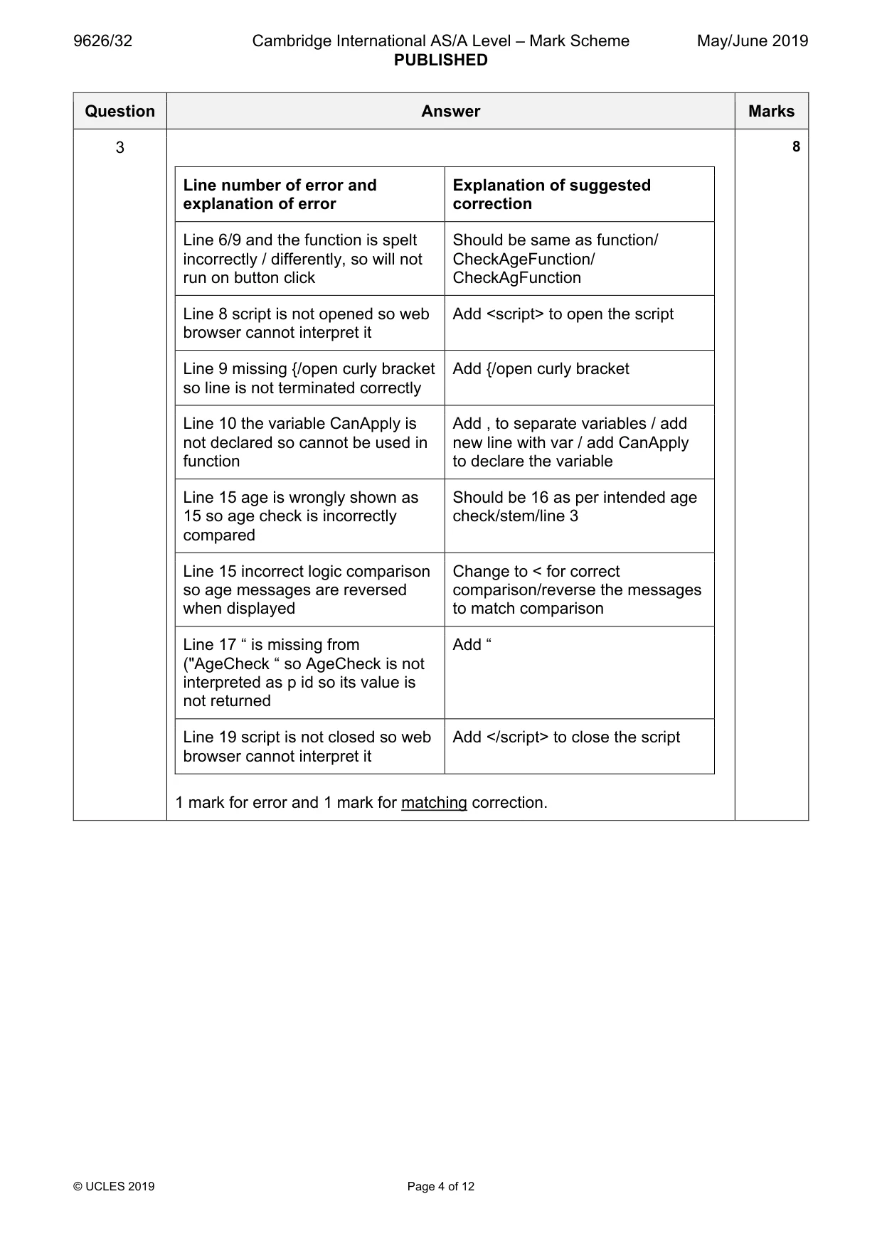 Mark scheme, page 4 of 12
