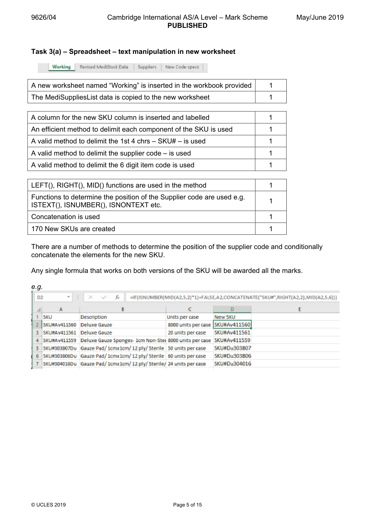 Mark scheme, page 5 of 15
