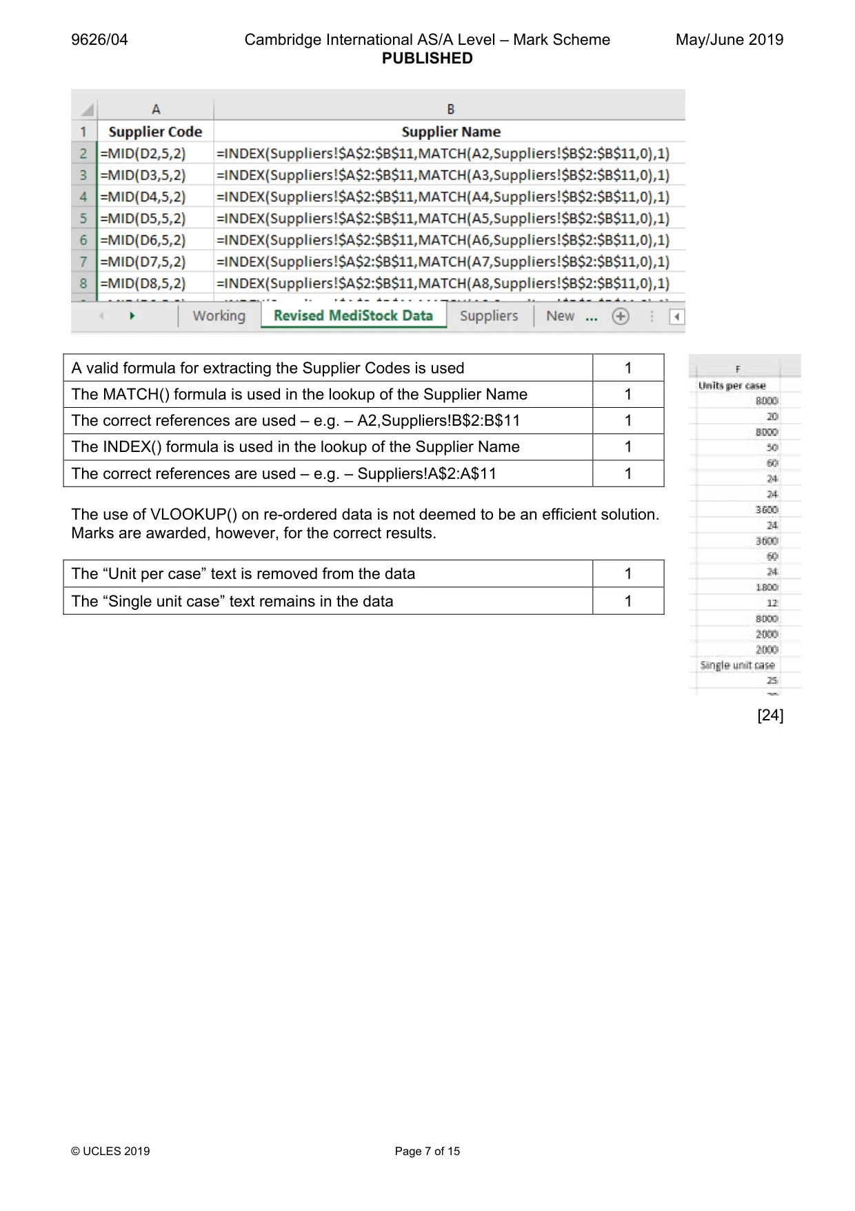 Mark scheme, page 7 of 15