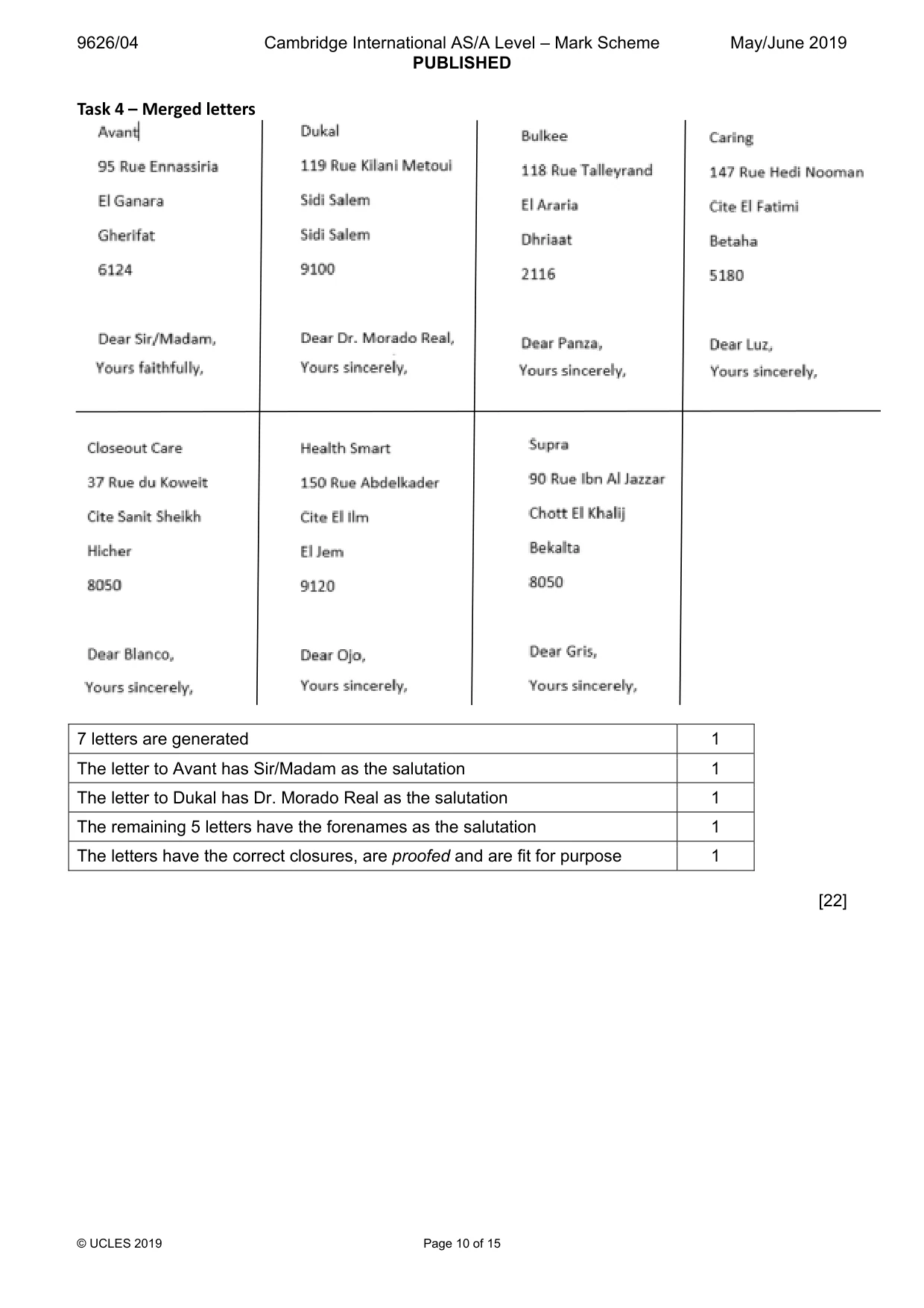 Mark scheme, page 10 of 15