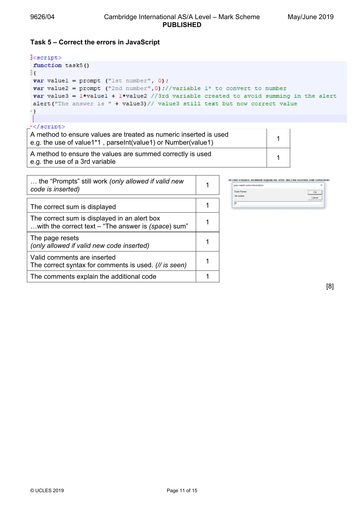 Mark scheme, page 11 of 15