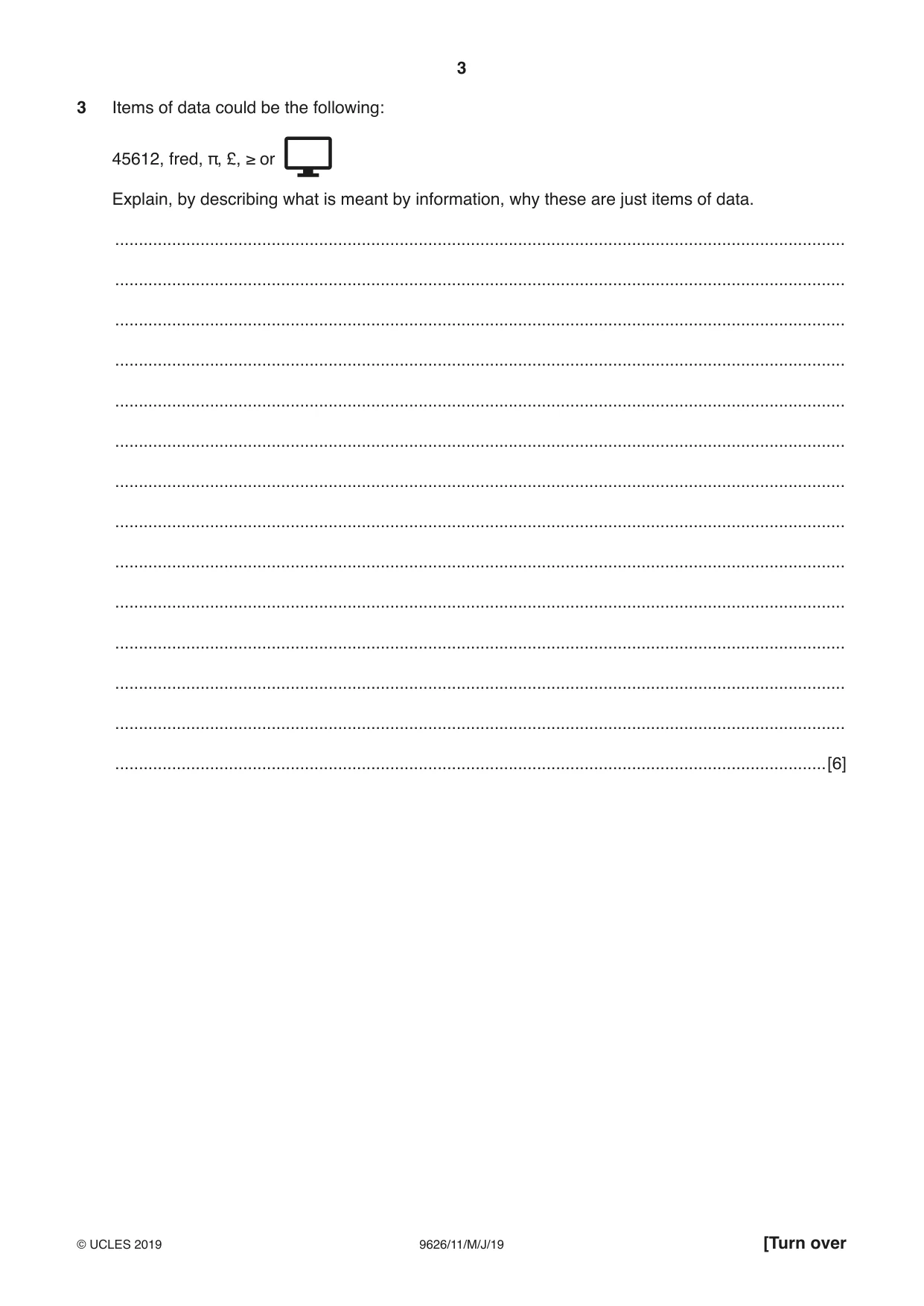Cambridge A Level Information Technology (from 2017) 9626 2019 May/June Paper 1 · Variant 1 question paper, page 3 of 16