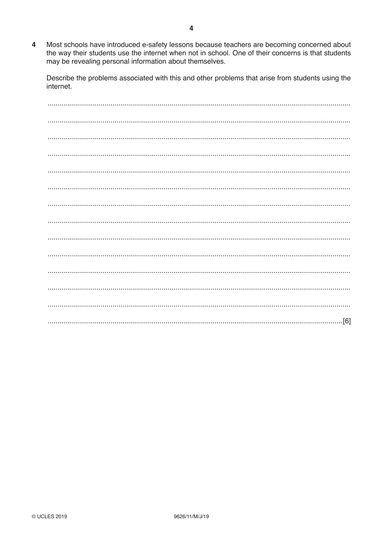 Cambridge A Level Information Technology (from 2017) 9626 2019 May/June Paper 1 · Variant 1 question paper, page 4 of 16