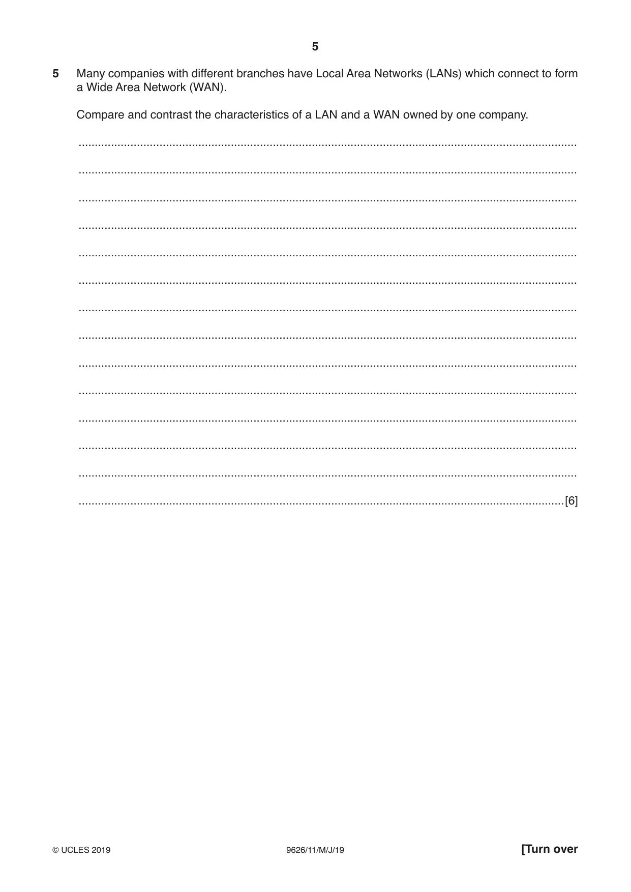 Cambridge A Level Information Technology (from 2017) 9626 2019 May/June Paper 1 · Variant 1 question paper, page 5 of 16