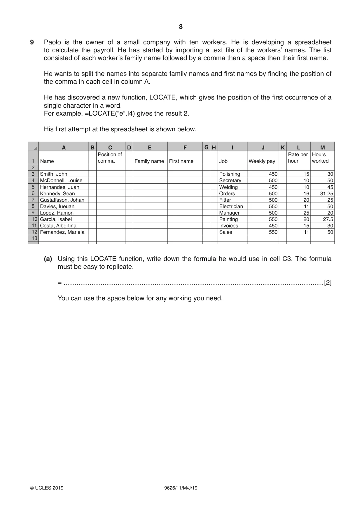 Cambridge A Level Information Technology (from 2017) 9626 2019 May/June Paper 1 · Variant 1 question paper, page 8 of 16