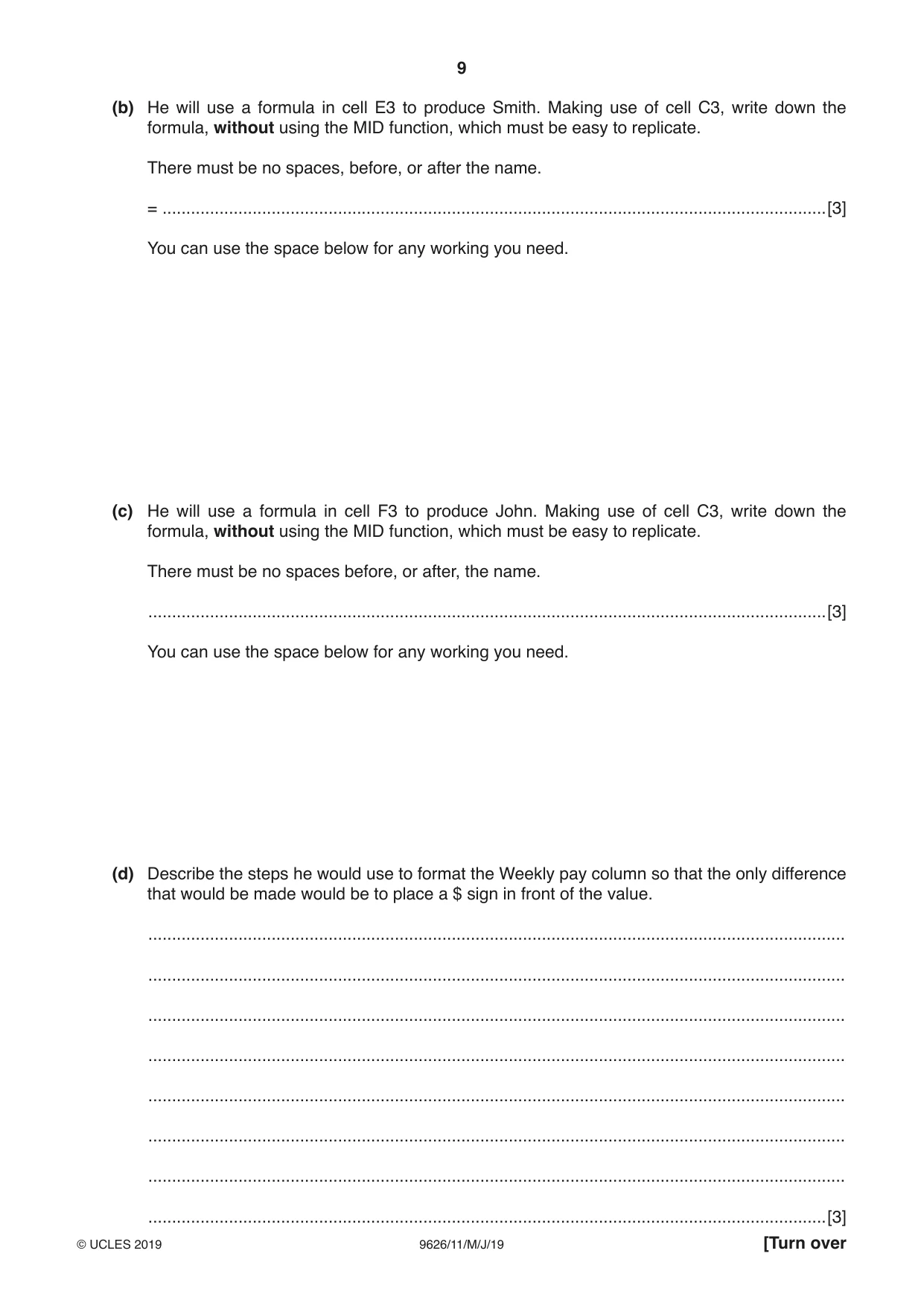Cambridge A Level Information Technology (from 2017) 9626 2019 May/June Paper 1 · Variant 1 question paper, page 9 of 16