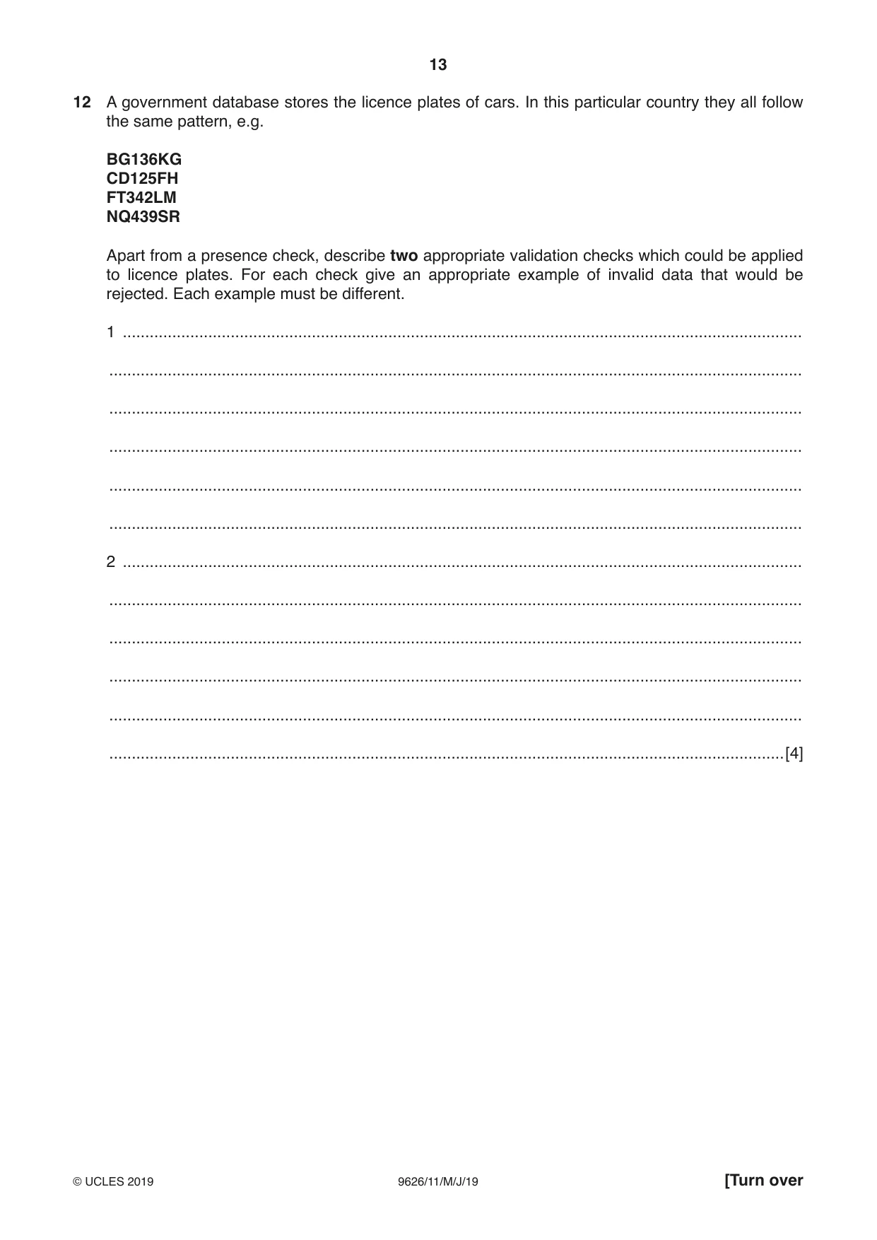 Cambridge A Level Information Technology (from 2017) 9626 2019 May/June Paper 1 · Variant 1 question paper, page 13 of 16