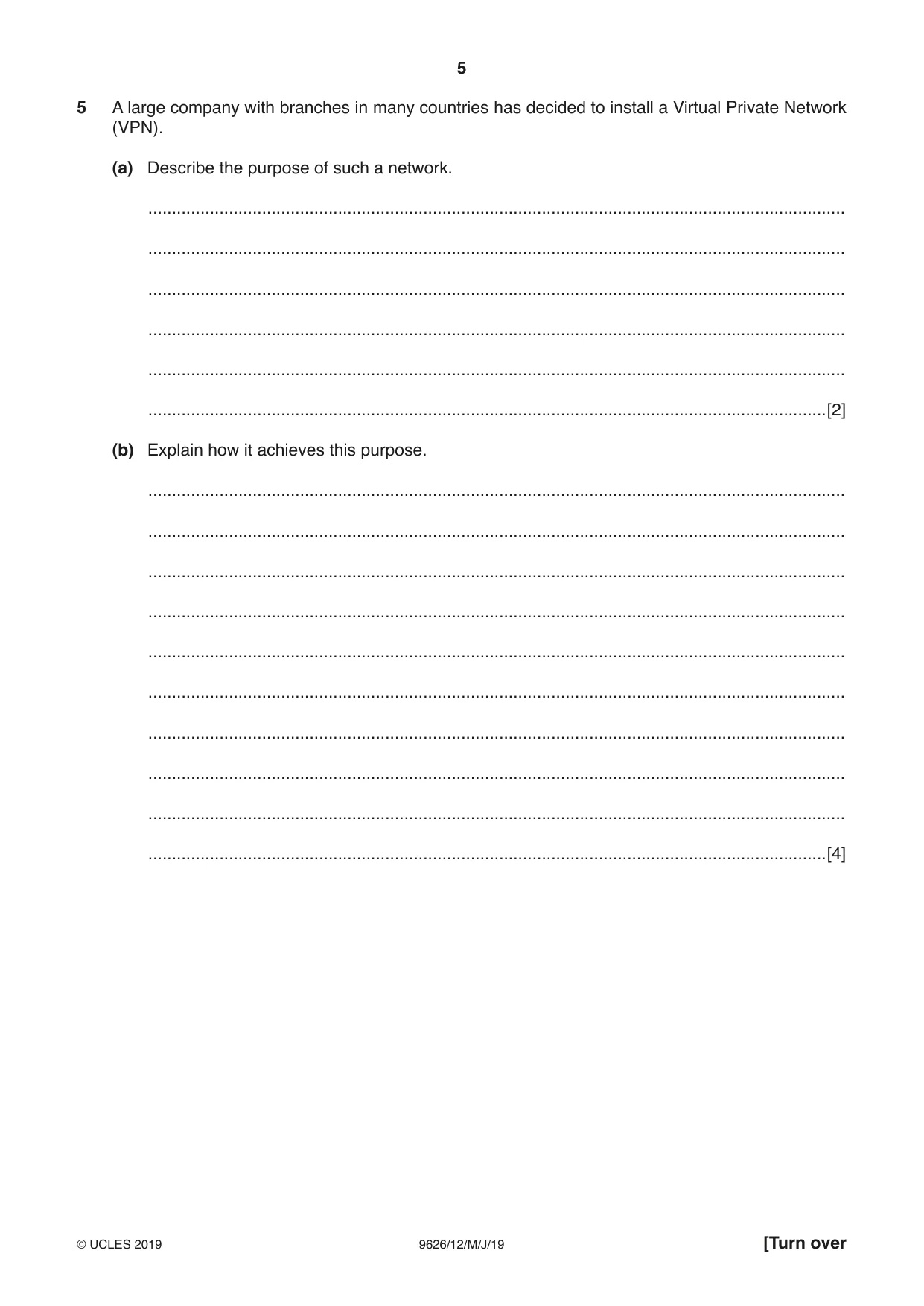 Cambridge A Level Information Technology (from 2017) 9626 2019 May/June Paper 1 · Variant 2 question paper, page 5 of 20