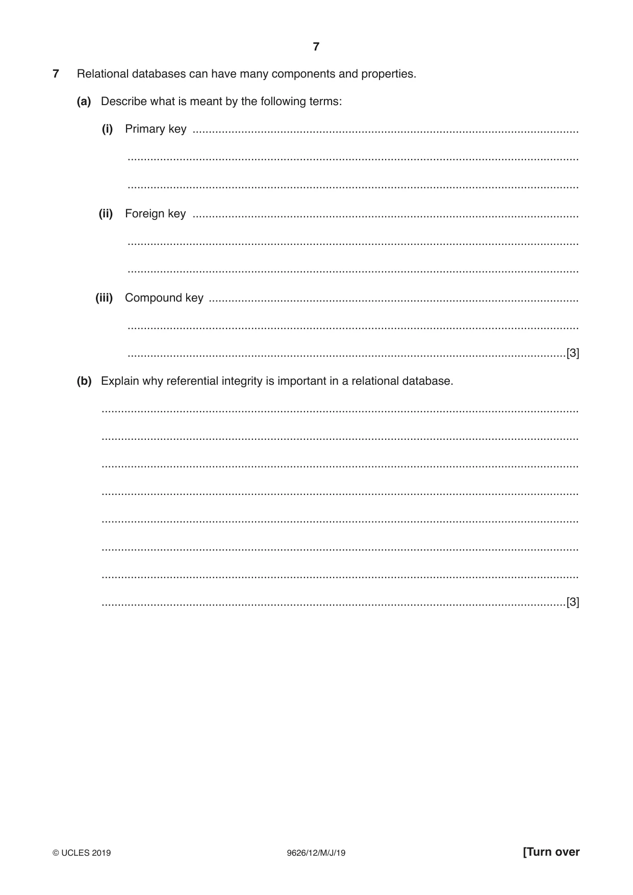 Cambridge A Level Information Technology (from 2017) 9626 2019 May/June Paper 1 · Variant 2 question paper, page 7 of 20