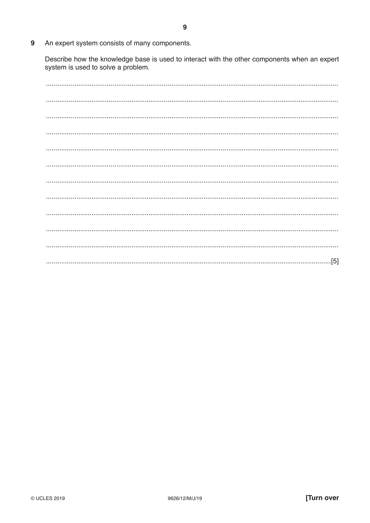 Cambridge A Level Information Technology (from 2017) 9626 2019 May/June Paper 1 · Variant 2 question paper, page 9 of 20