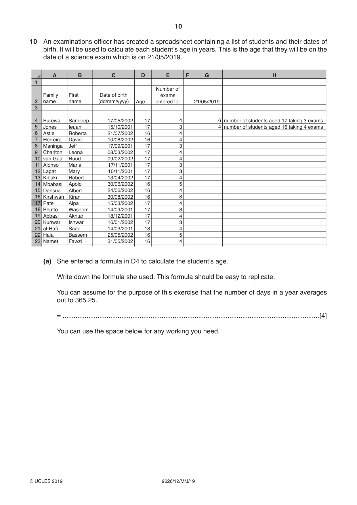 Cambridge A Level Information Technology (from 2017) 9626 2019 May/June Paper 1 · Variant 2 question paper, page 10 of 20