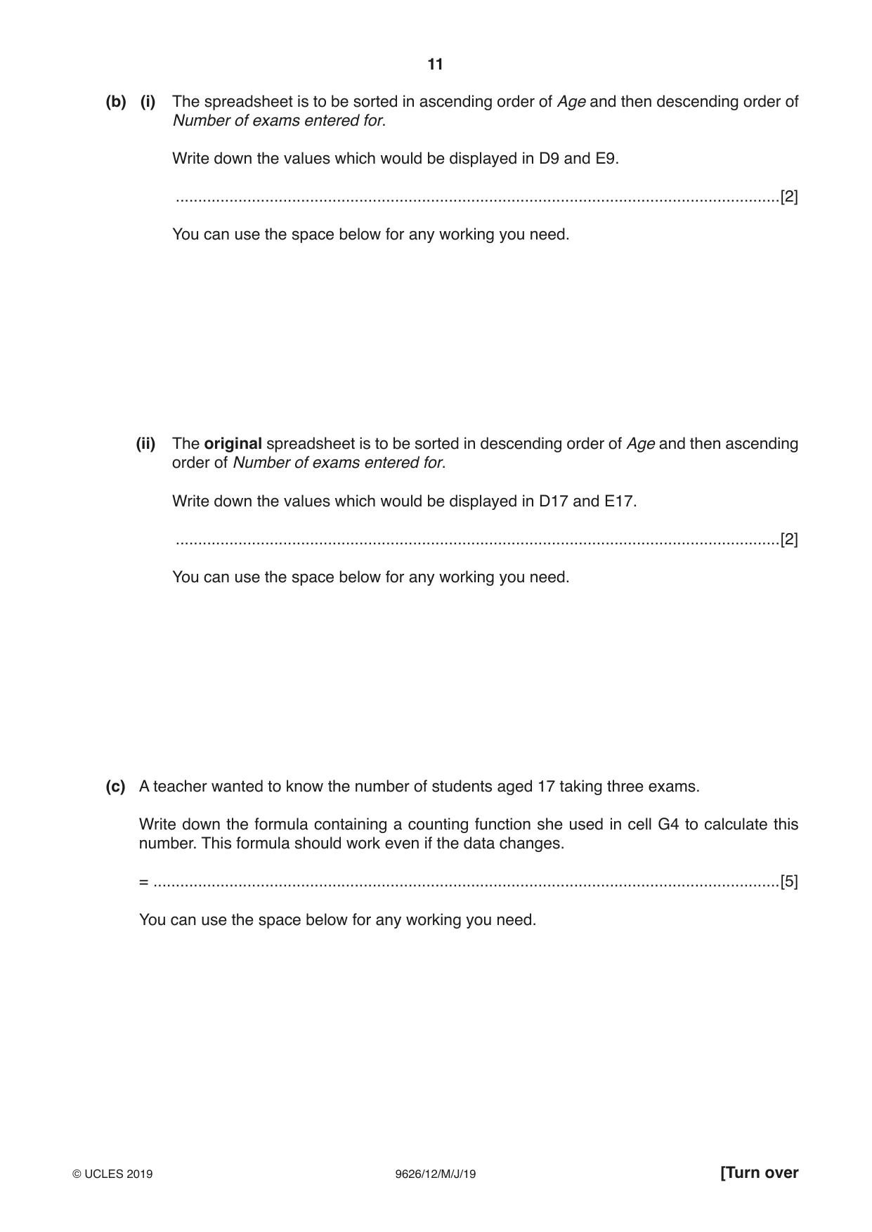 Cambridge A Level Information Technology (from 2017) 9626 2019 May/June Paper 1 · Variant 2 question paper, page 11 of 20