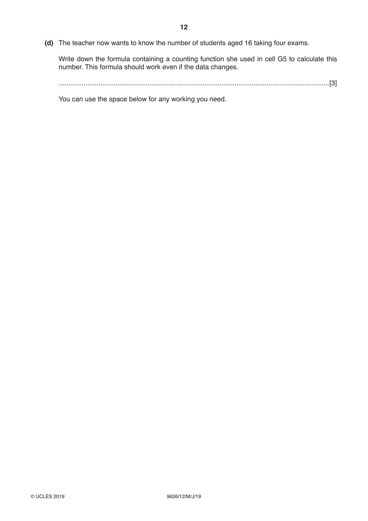 Cambridge A Level Information Technology (from 2017) 9626 2019 May/June Paper 1 · Variant 2 question paper, page 12 of 20