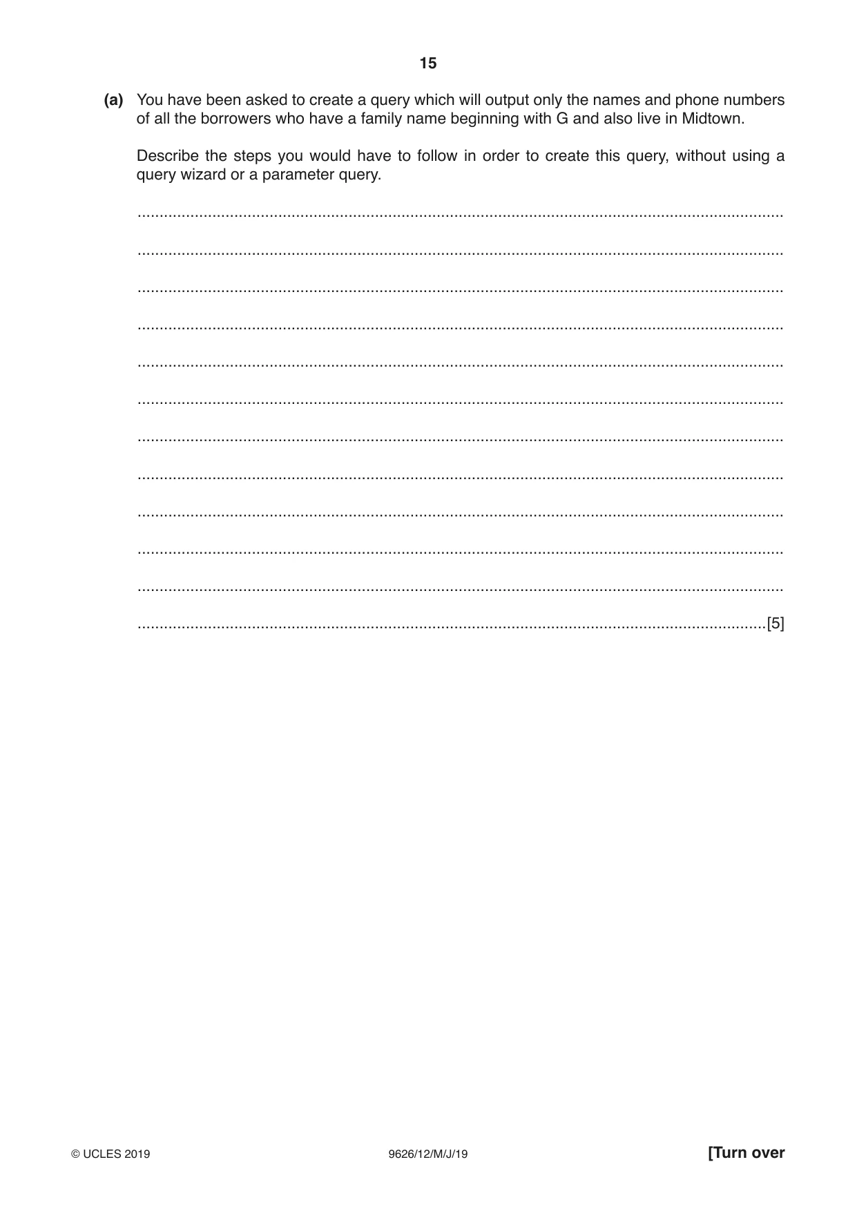 Cambridge A Level Information Technology (from 2017) 9626 2019 May/June Paper 1 · Variant 2 question paper, page 15 of 20