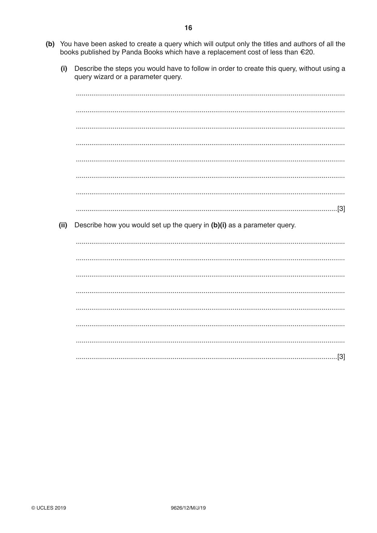 Cambridge A Level Information Technology (from 2017) 9626 2019 May/June Paper 1 · Variant 2 question paper, page 16 of 20
