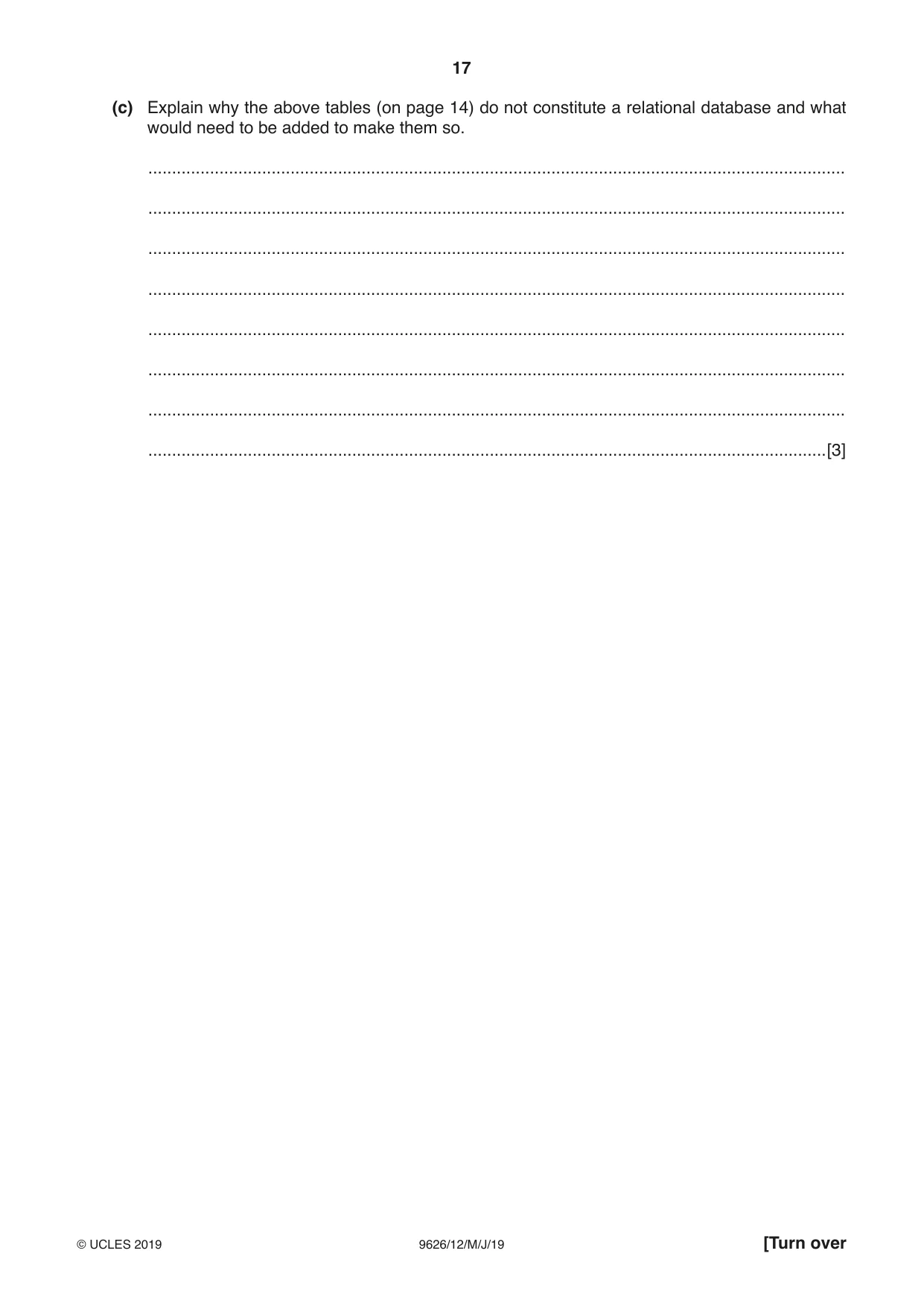 Cambridge A Level Information Technology (from 2017) 9626 2019 May/June Paper 1 · Variant 2 question paper, page 17 of 20