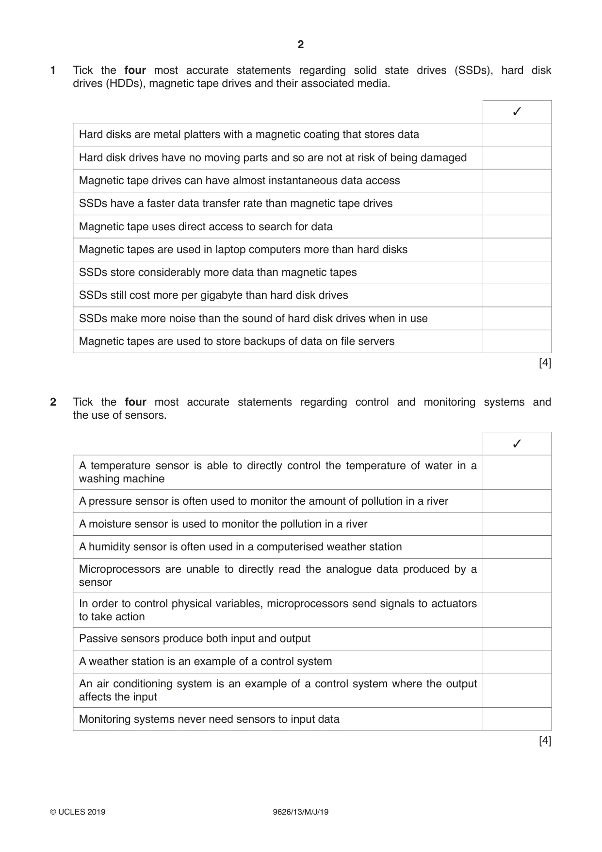 Cambridge A Level Information Technology (from 2017) 9626 2019 May/June Paper 1 · Variant 3 question paper, page 2 of 16