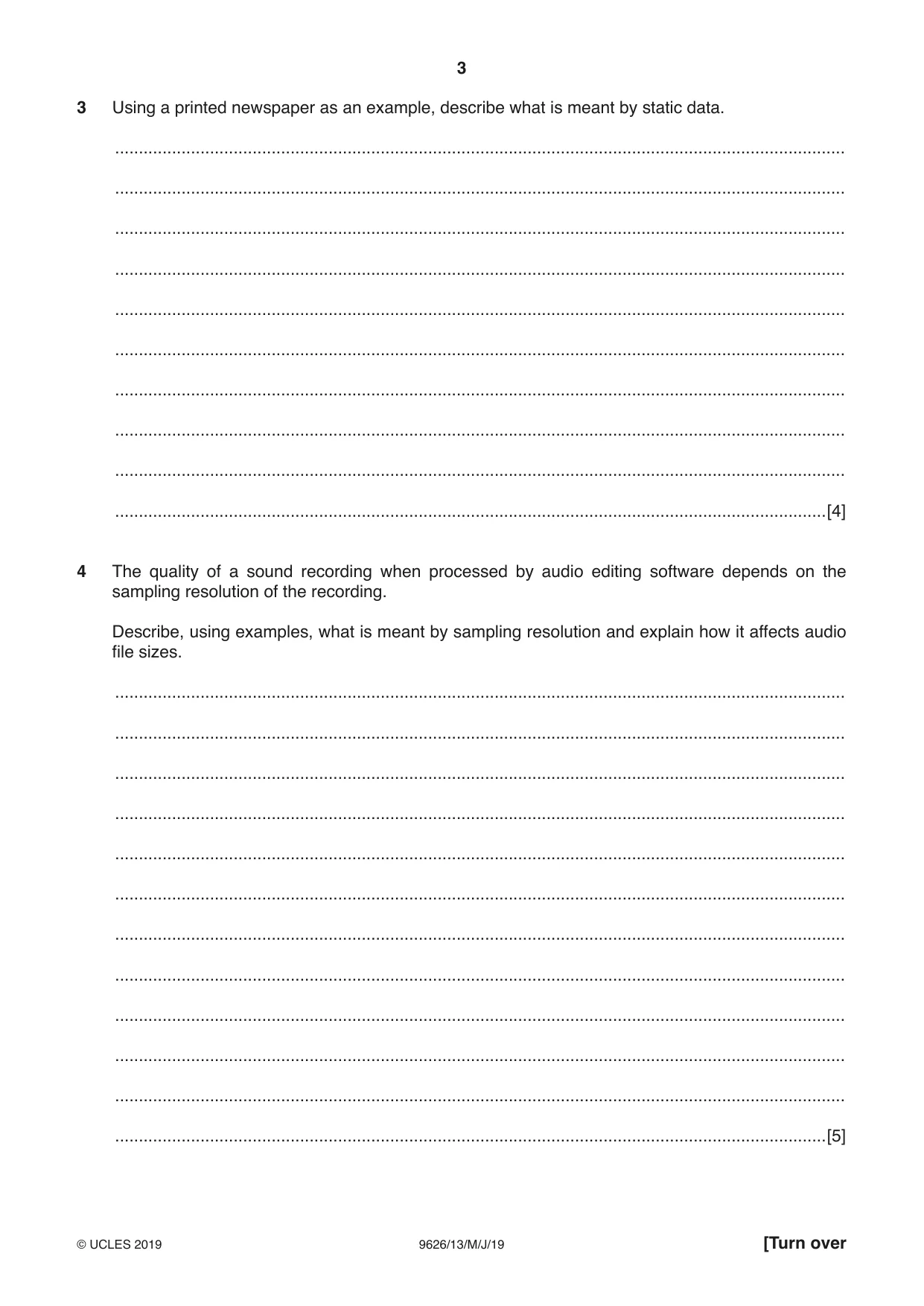 Cambridge A Level Information Technology (from 2017) 9626 2019 May/June Paper 1 · Variant 3 question paper, page 3 of 16