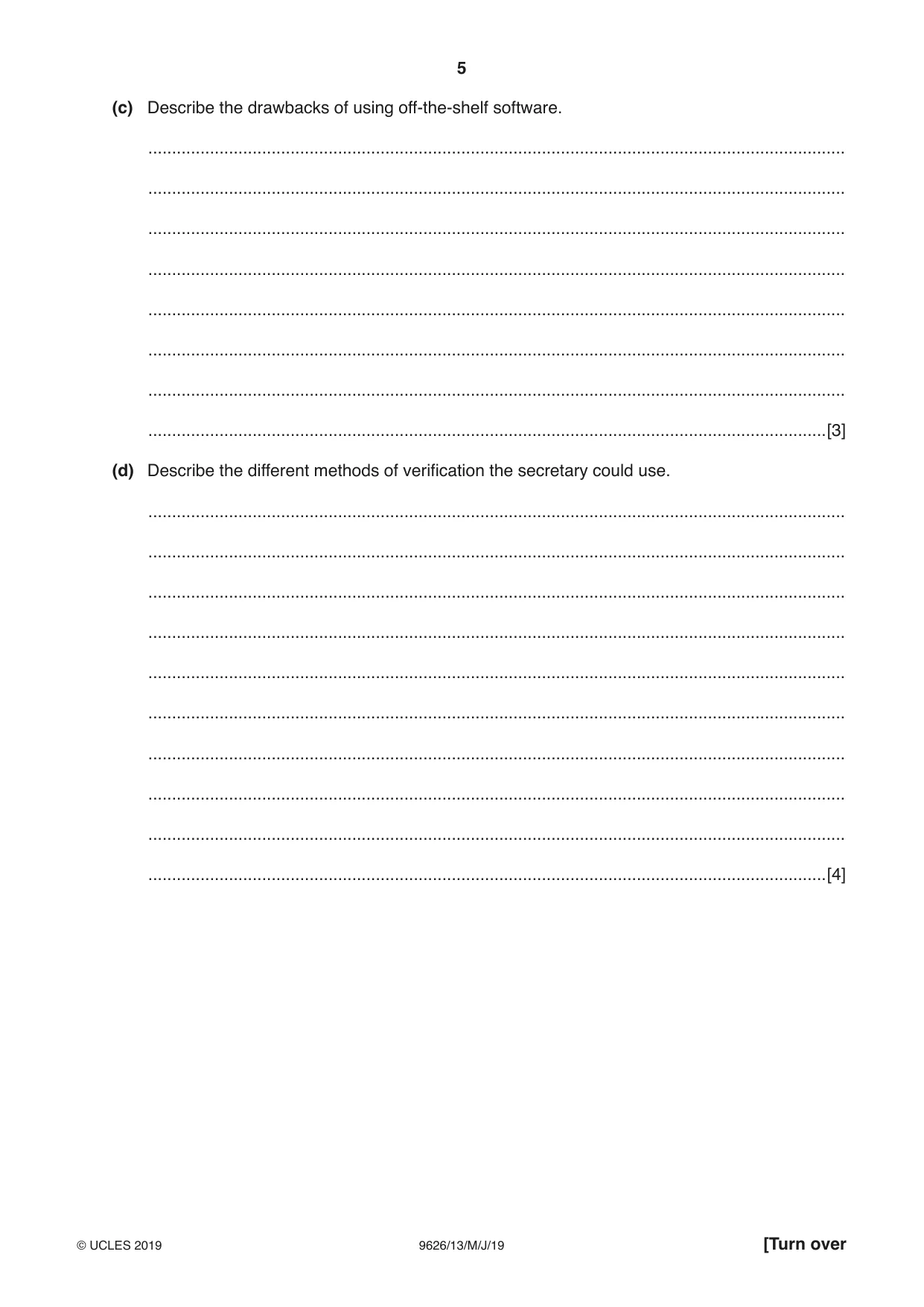Cambridge A Level Information Technology (from 2017) 9626 2019 May/June Paper 1 · Variant 3 question paper, page 5 of 16