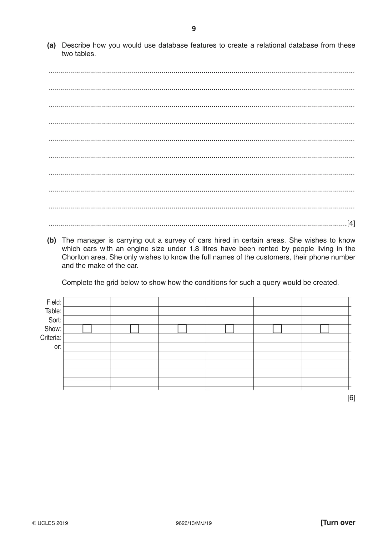 Cambridge A Level Information Technology (from 2017) 9626 2019 May/June Paper 1 · Variant 3 question paper, page 9 of 16