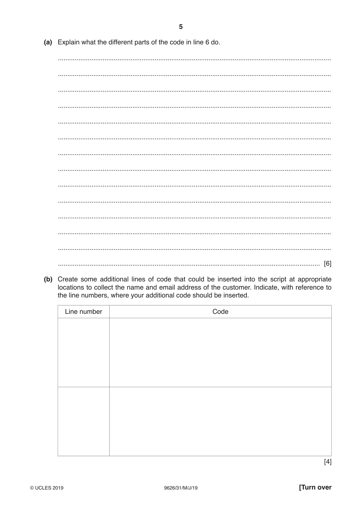 Cambridge A Level Information Technology (from 2017) 9626 2019 May/June Paper 3 · Variant 1 question paper, page 5 of 16