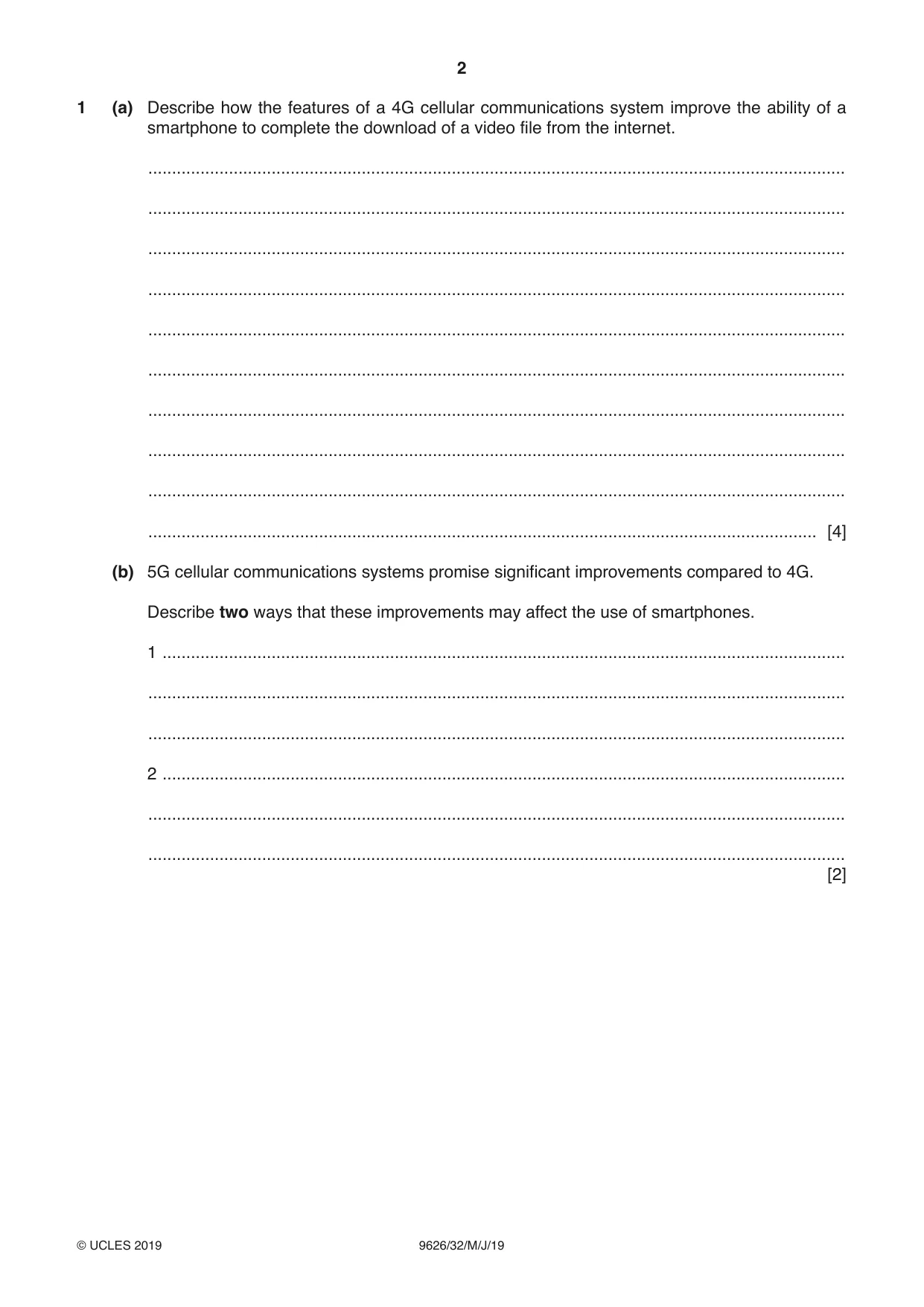 Cambridge A Level Information Technology (from 2017) 9626 2019 May/June Paper 3 · Variant 2 question paper, page 2 of 20