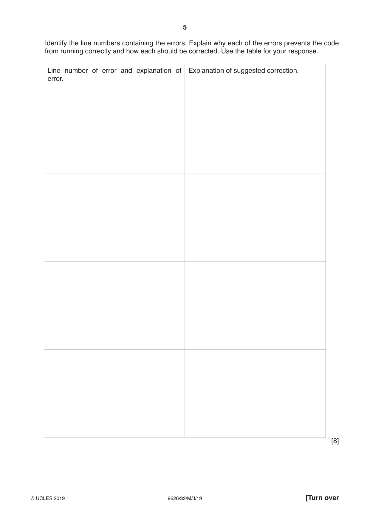 Cambridge A Level Information Technology (from 2017) 9626 2019 May/June Paper 3 · Variant 2 question paper, page 5 of 20