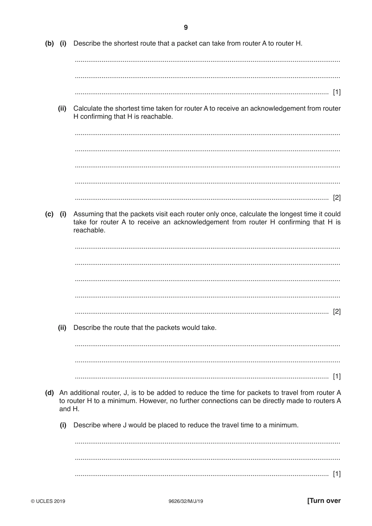 Cambridge A Level Information Technology (from 2017) 9626 2019 May/June Paper 3 · Variant 2 question paper, page 9 of 20