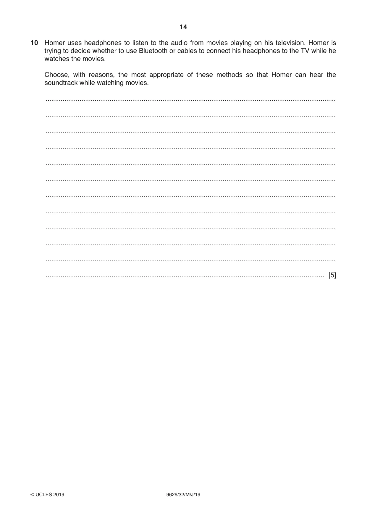 Cambridge A Level Information Technology (from 2017) 9626 2019 May/June Paper 3 · Variant 2 question paper, page 14 of 20