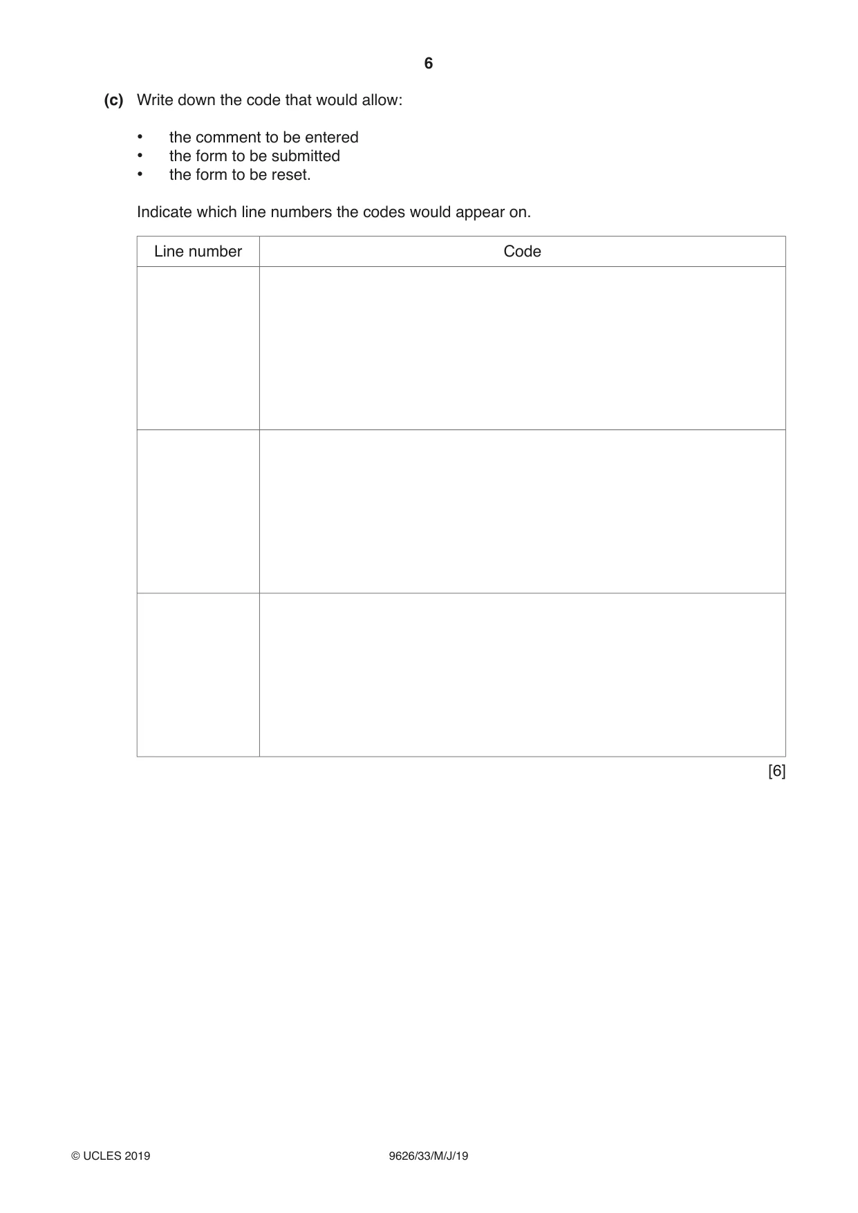 Cambridge A Level Information Technology (from 2017) 9626 2019 May/June Paper 3 · Variant 3 question paper, page 6 of 16