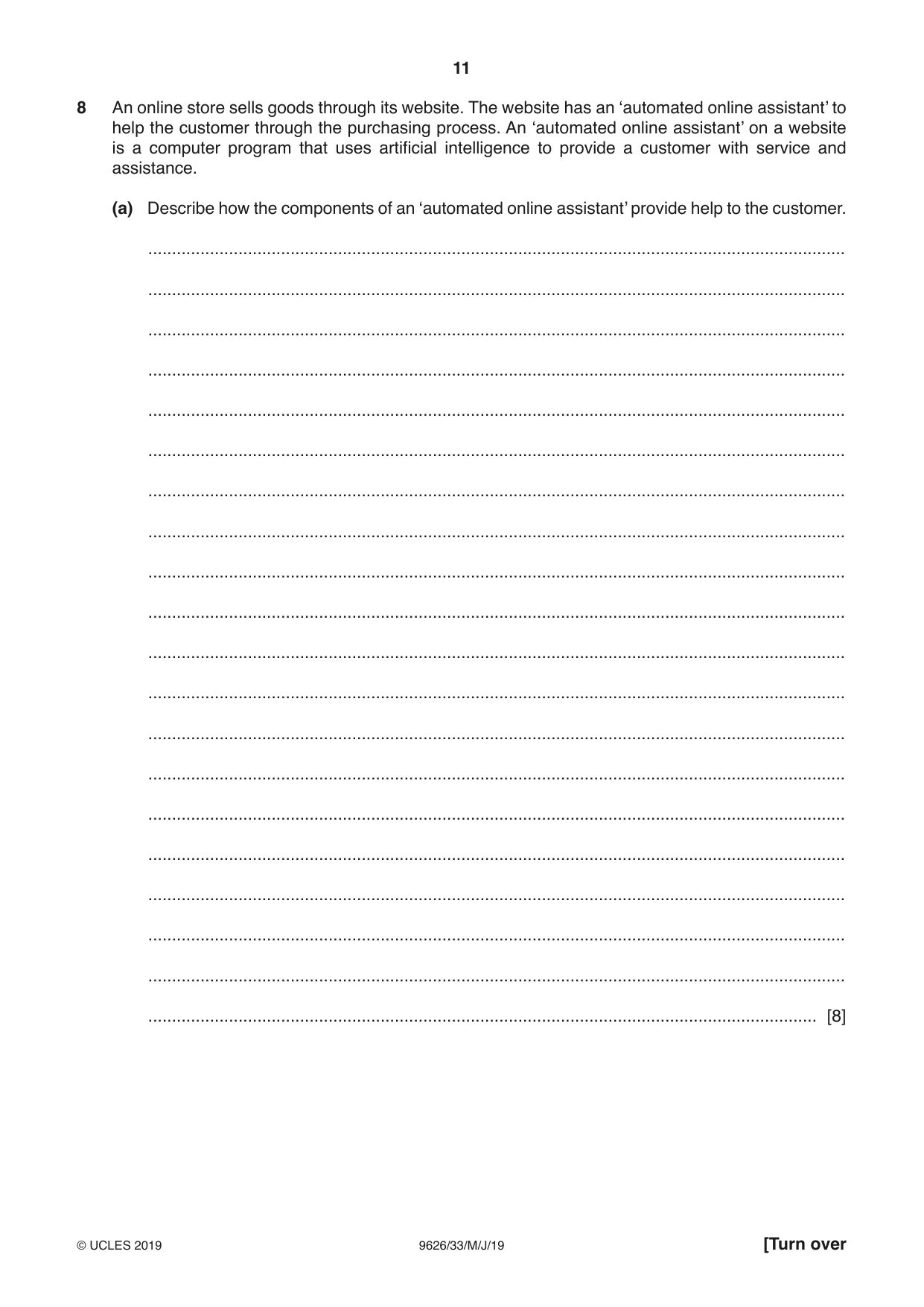 Cambridge A Level Information Technology (from 2017) 9626 2019 May/June Paper 3 · Variant 3 question paper, page 11 of 16