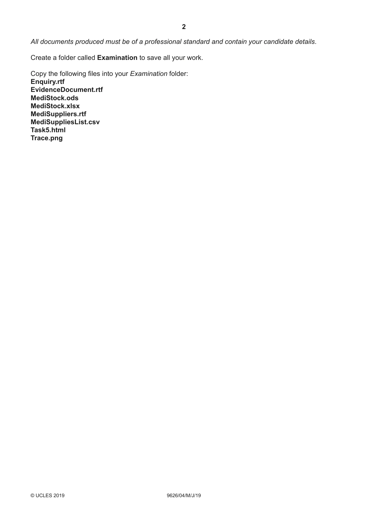 Cambridge A Level Information Technology (from 2017) 9626 2019 May/June Paper 4 · Variant 1 question paper, page 2 of 8