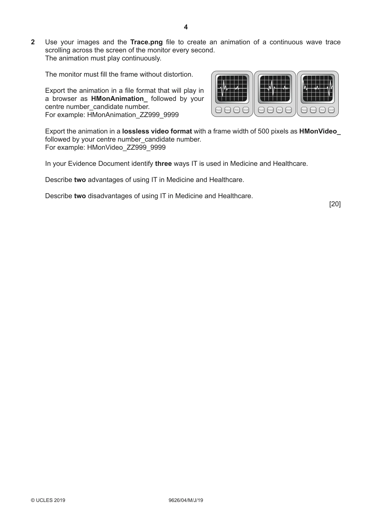 Cambridge A Level Information Technology (from 2017) 9626 2019 May/June Paper 4 · Variant 1 question paper, page 4 of 8