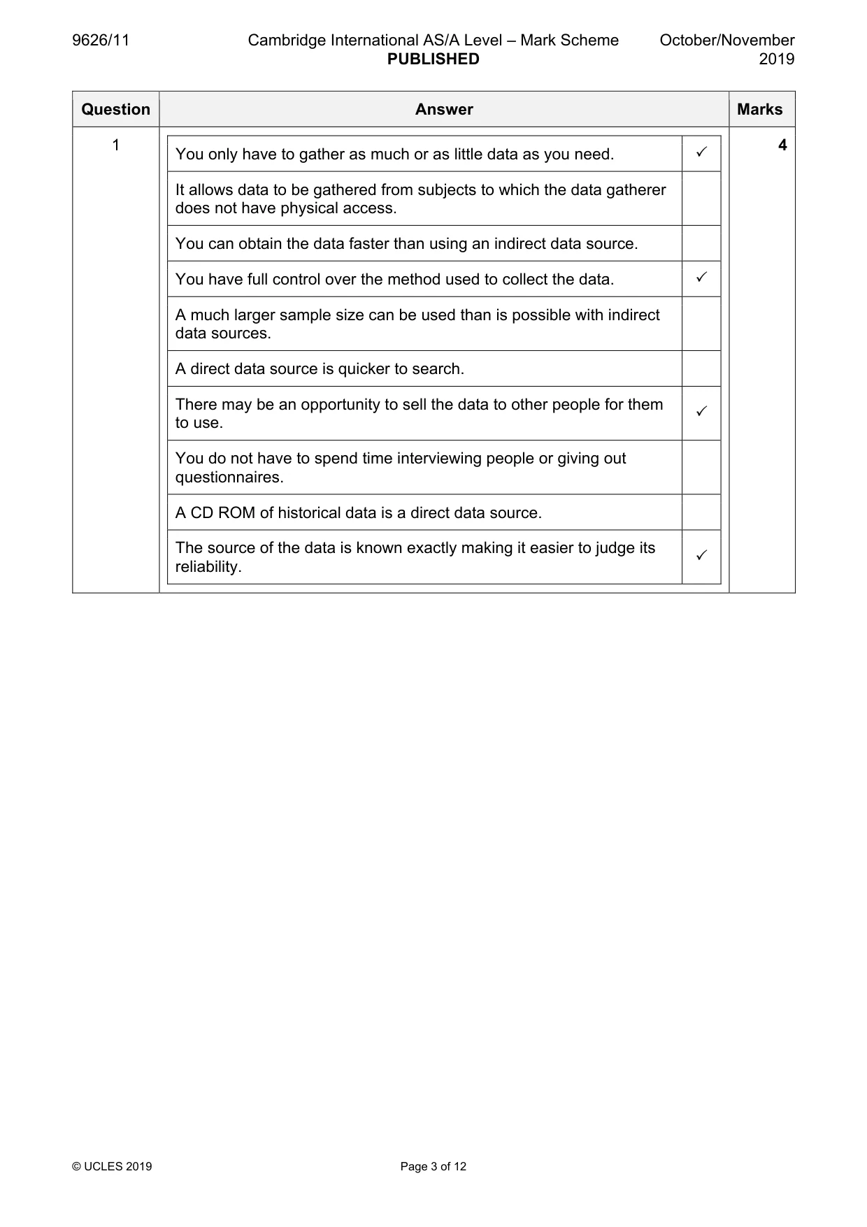 Mark scheme, page 3 of 12