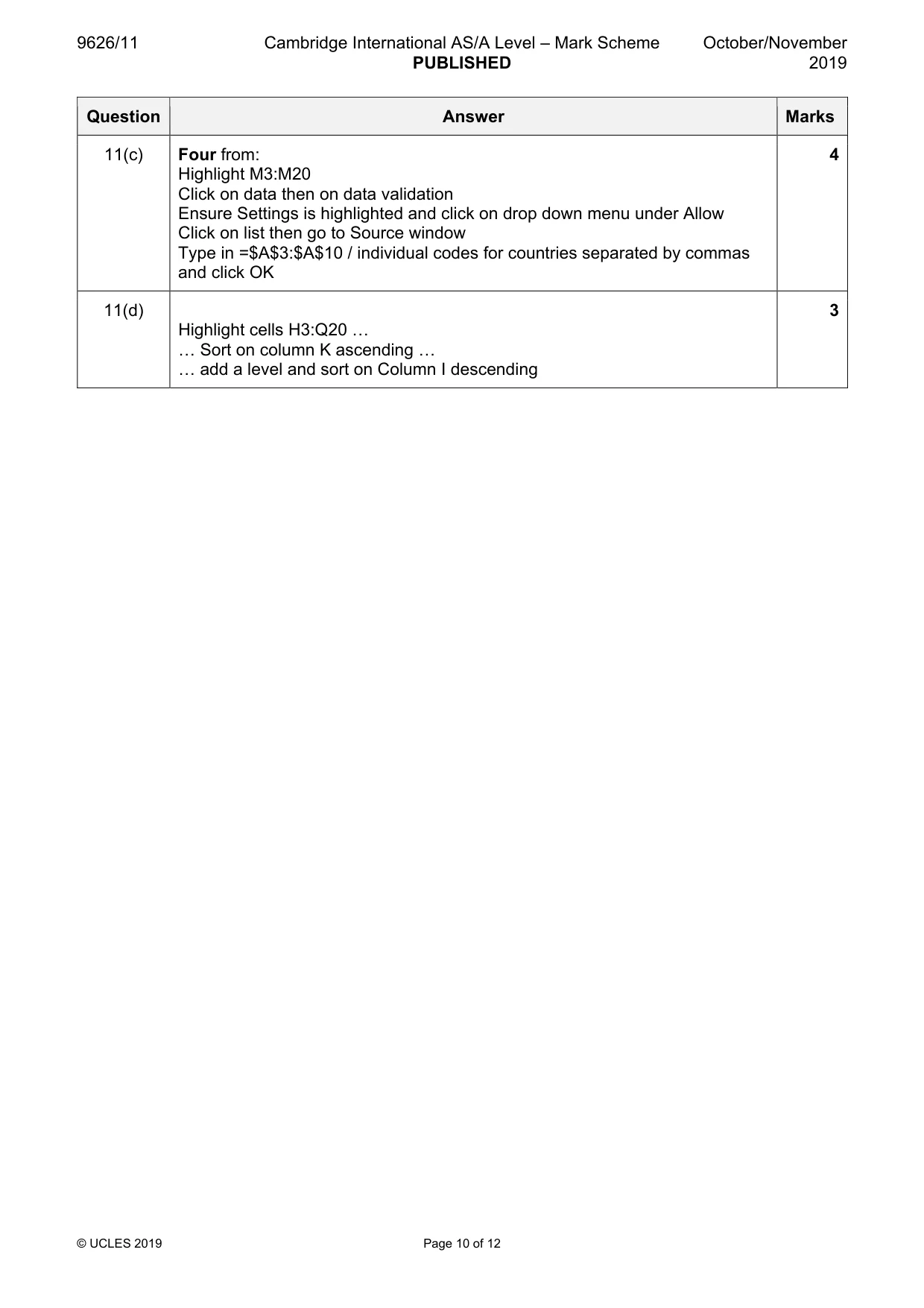 Mark scheme, page 10 of 12