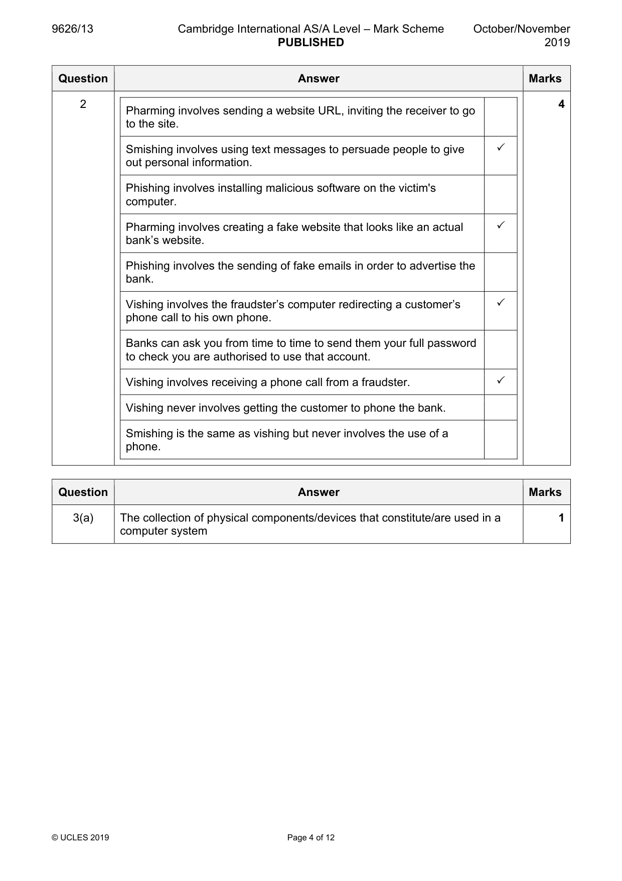 Mark scheme, page 4 of 12
