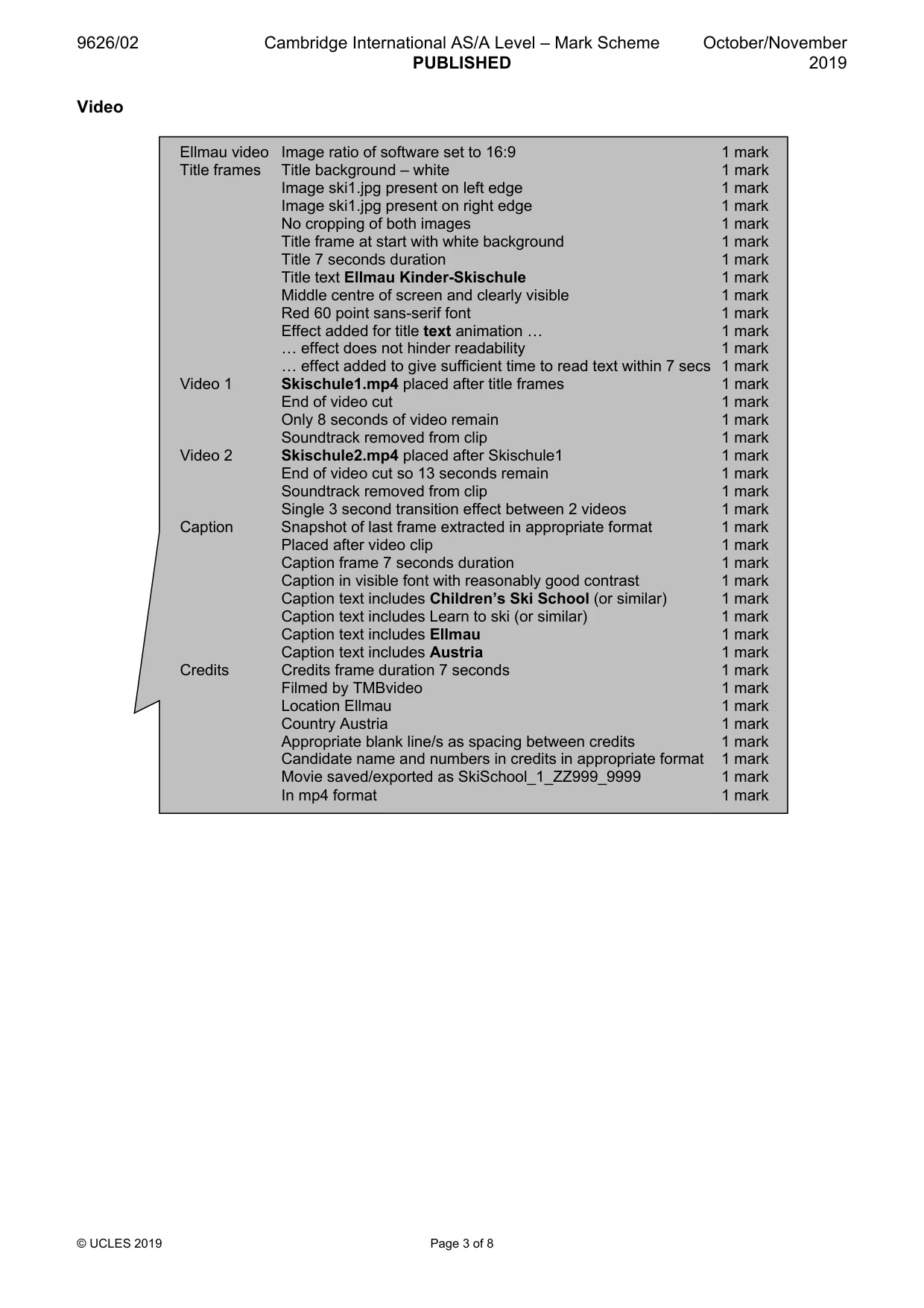 Mark scheme, page 3 of 8