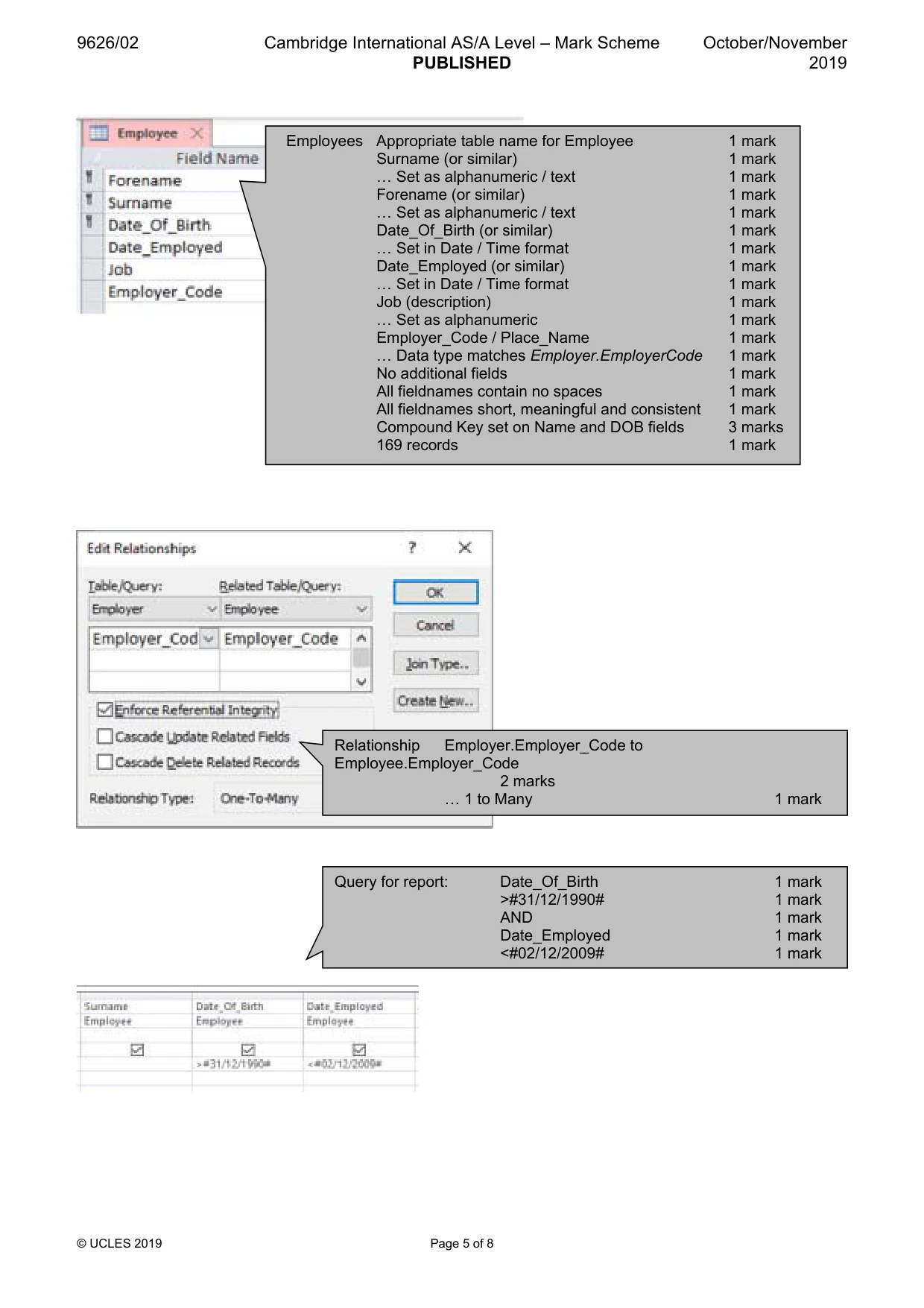 Mark scheme, page 5 of 8
