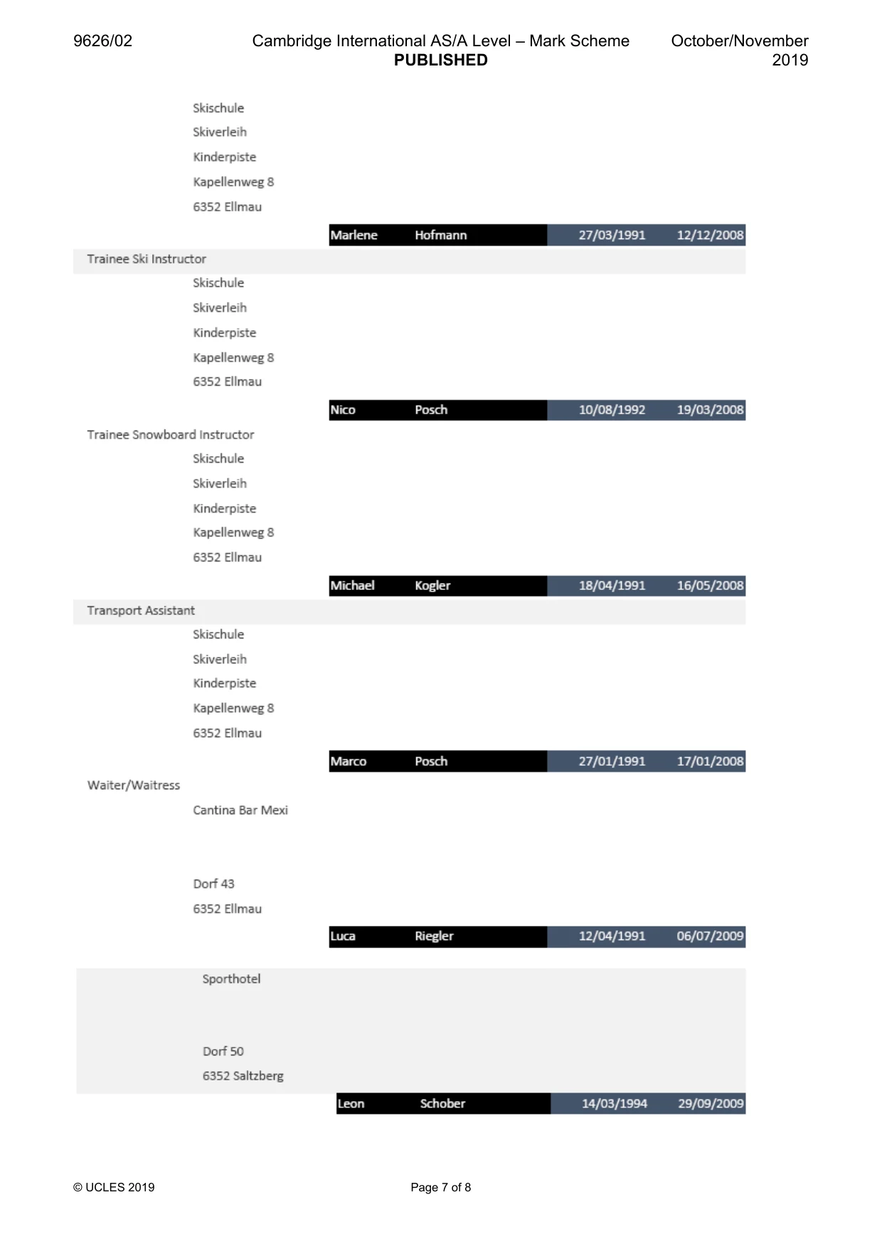 Mark scheme, page 7 of 8