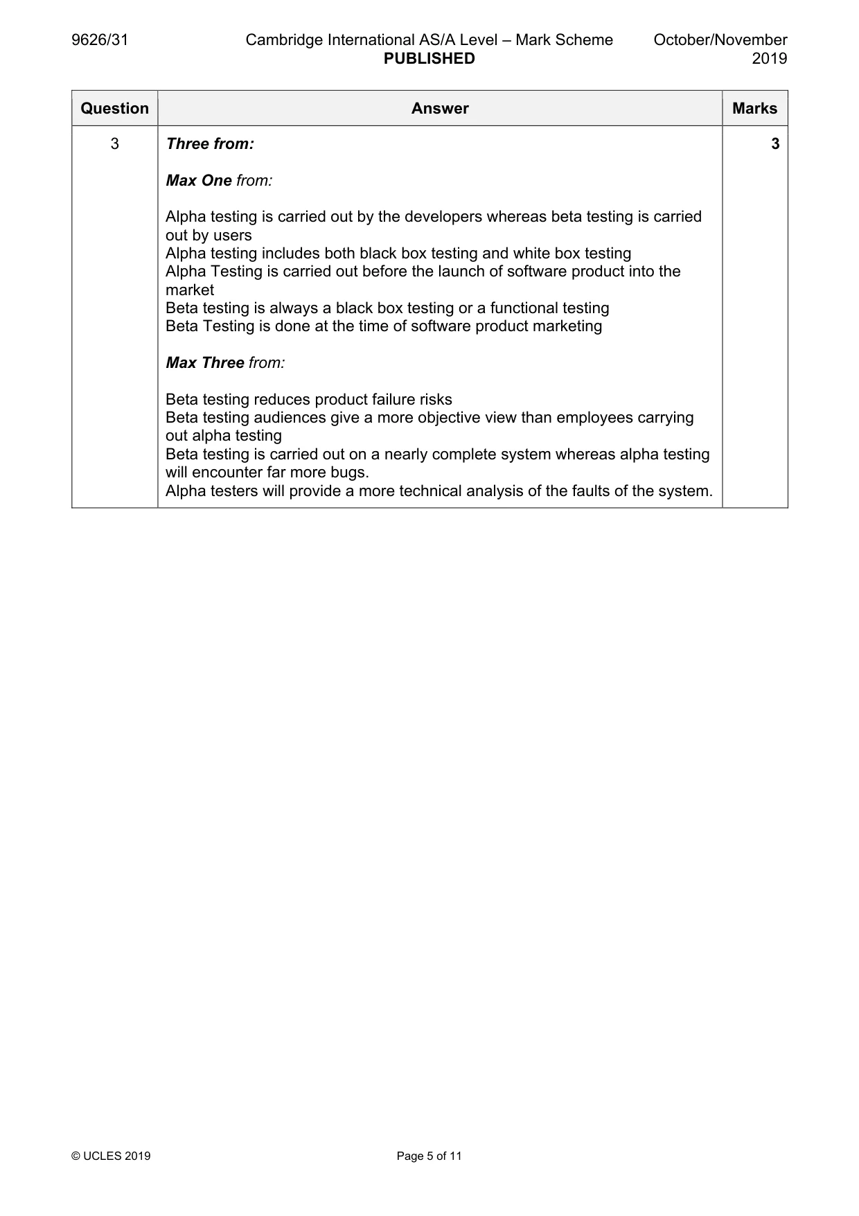 Mark scheme, page 5 of 11