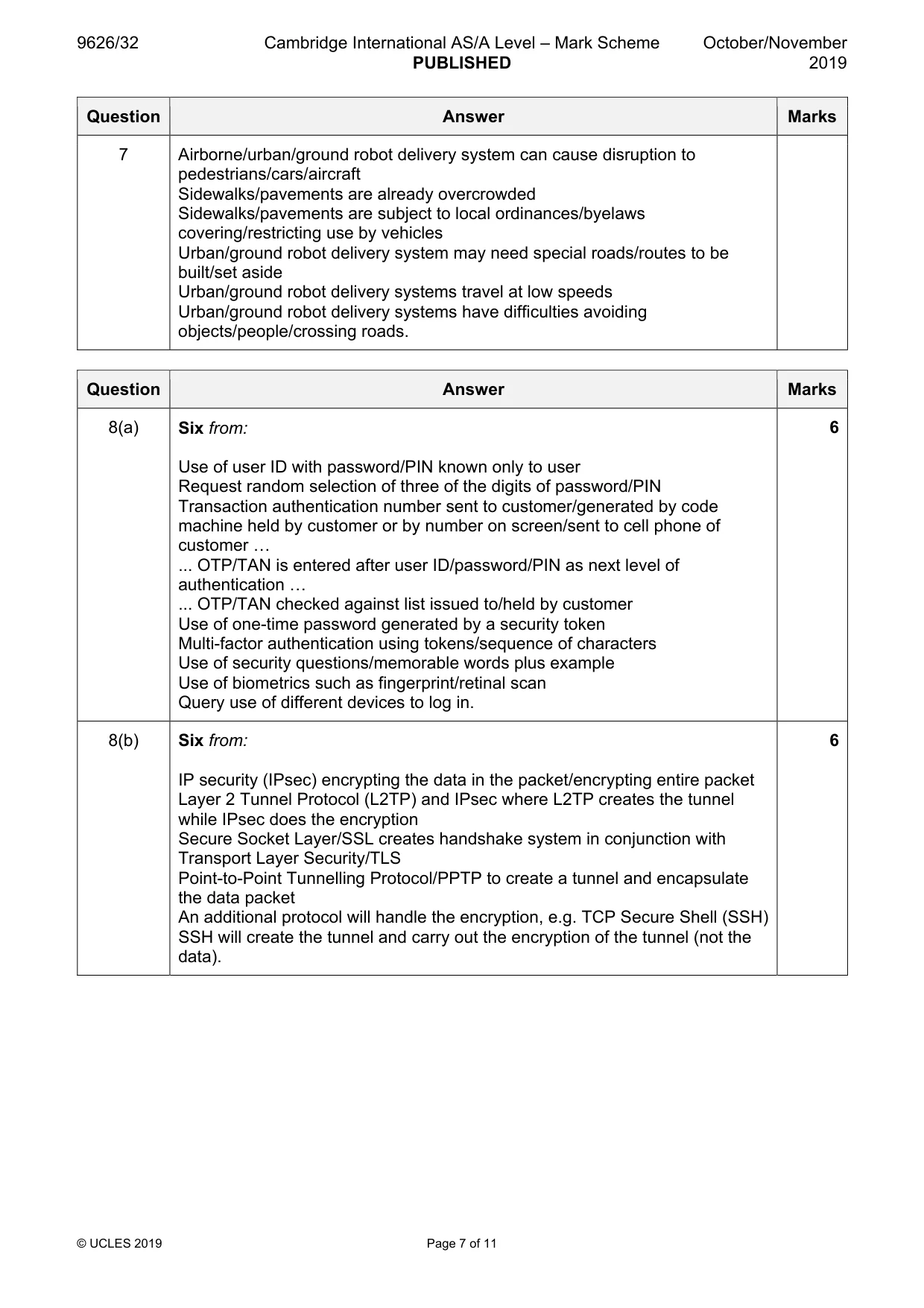 Mark scheme, page 7 of 11