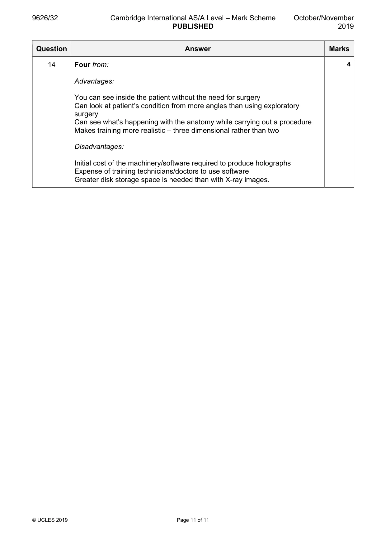 Mark scheme, page 11 of 11
