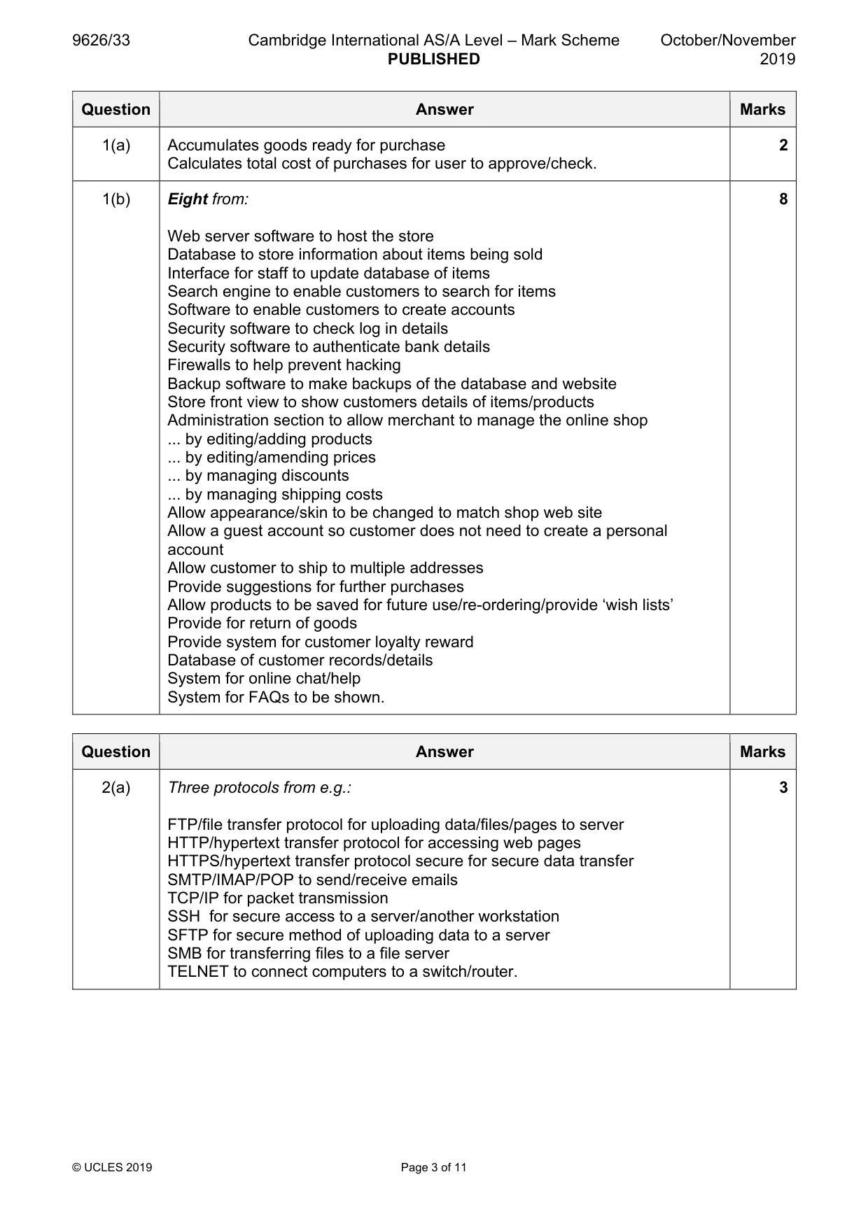 Mark scheme, page 3 of 11
