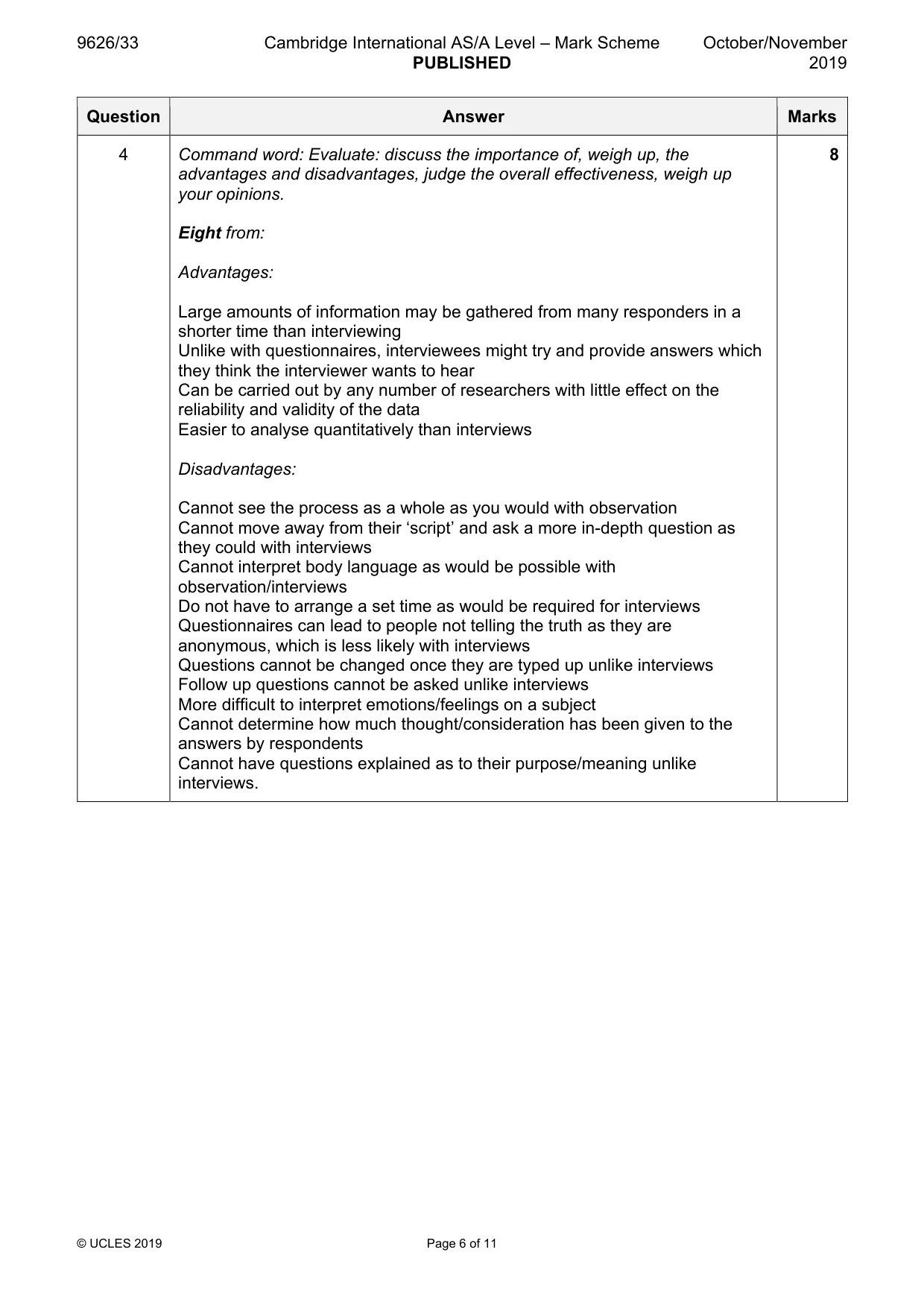 Mark scheme, page 6 of 11