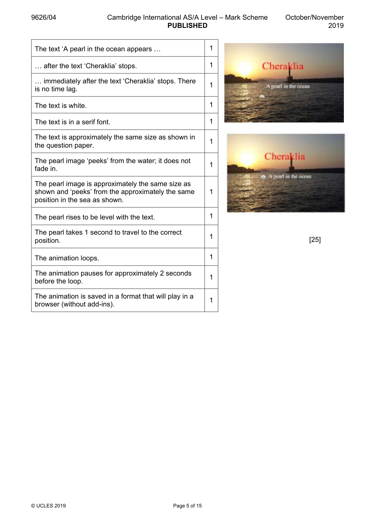 Mark scheme, page 5 of 15
